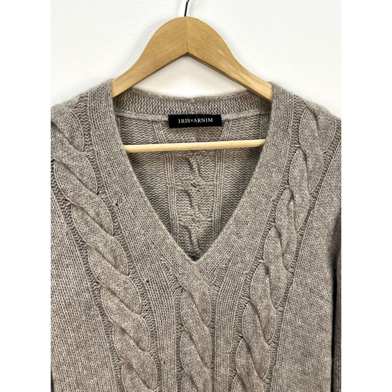 Vintage Iris Von Arnim Sweater Cardigan Women S Cashmere Cable-Knit Knit Long Sleeve Casual Fall Winter Beige Some brown Size S / US 4 / IT 40 - 2 Thumbnail