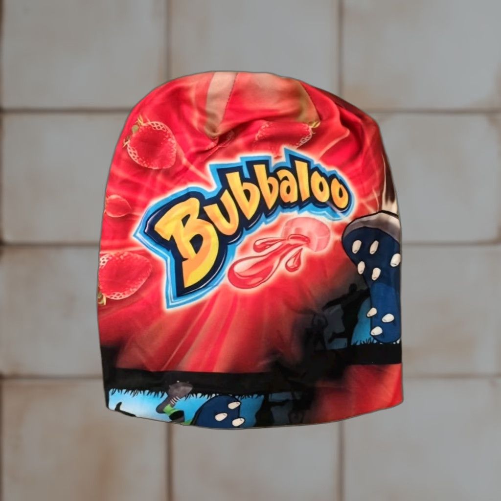 Vintage Bubbaloo Gum Beanie Hat Men Reversible Warm One Size Fits All Red Geometric Pattern Size ONE SIZE - 1 Thumbnail