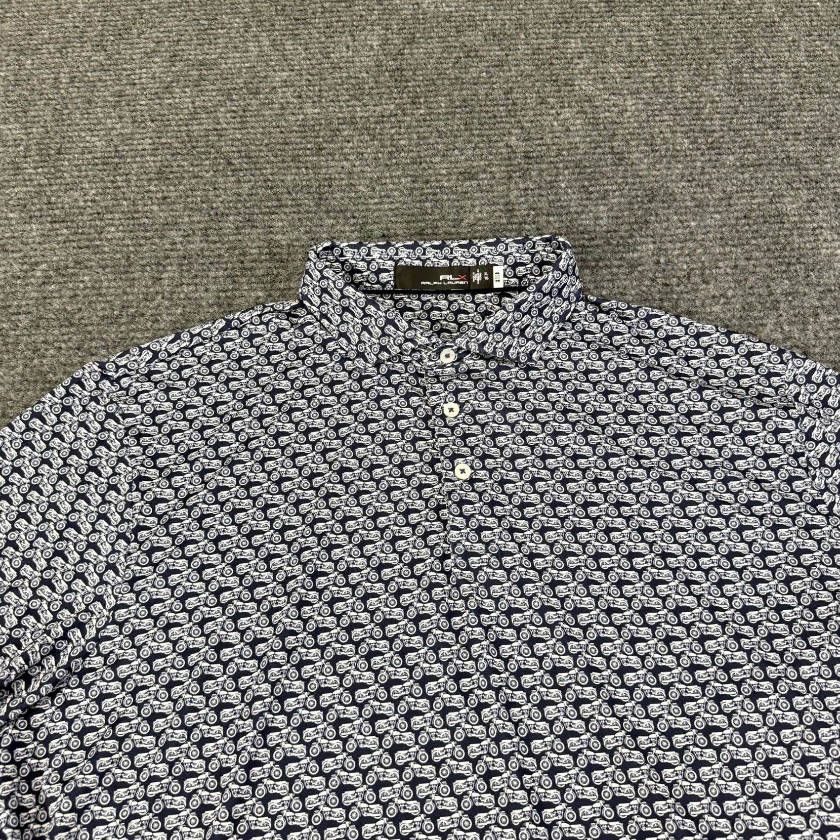 Ralph Lauren RLX Ralph Lauren Polo Shirt Mens XL Blue Motorcycle Graphic Print Golf Performance Shirt Size US XL / EU 56 / 4 - 3 Thumbnail
