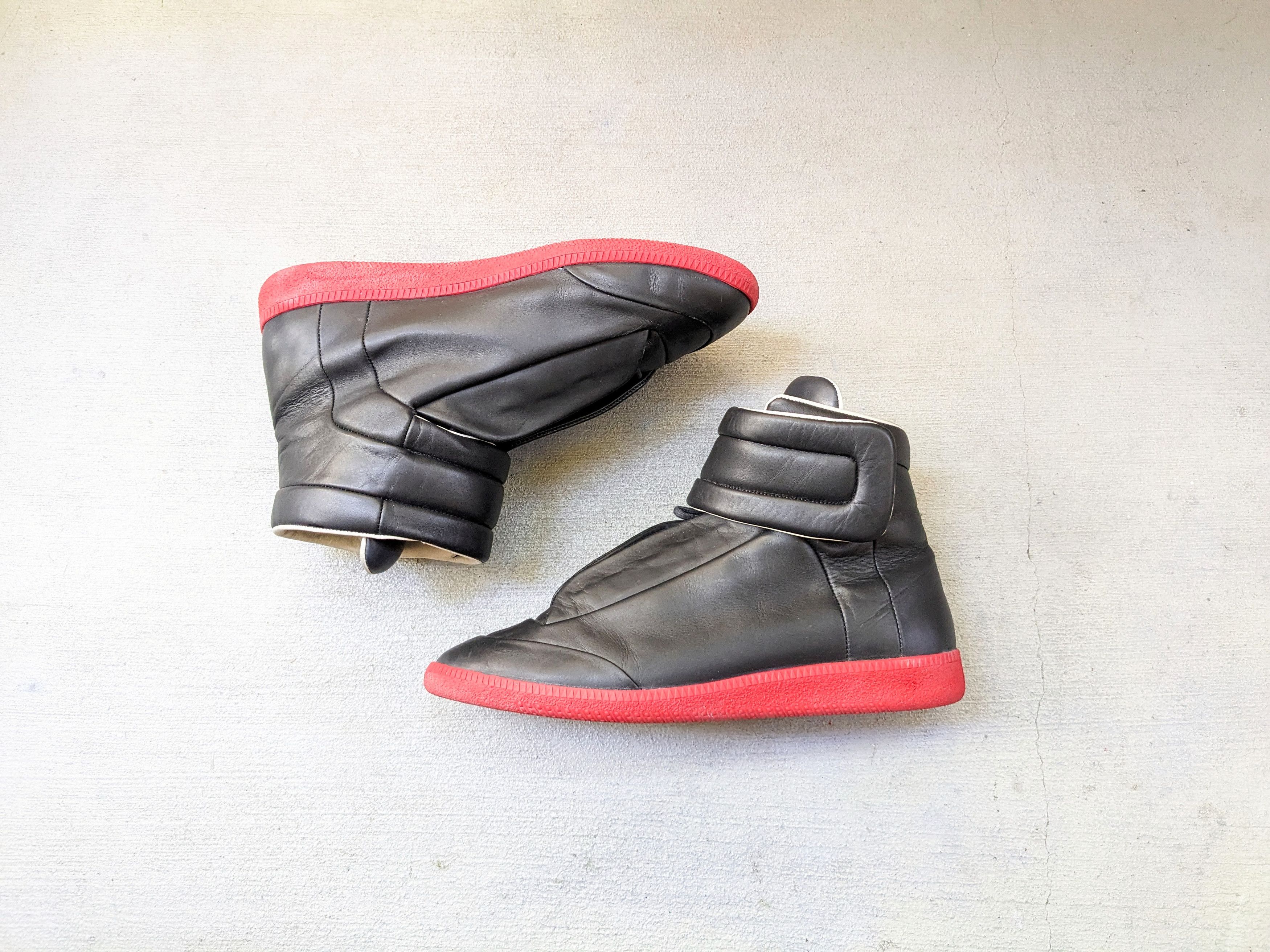 image of Maison Margiela Future Red Black 10 43 Leather High Tops Shoes, Men's