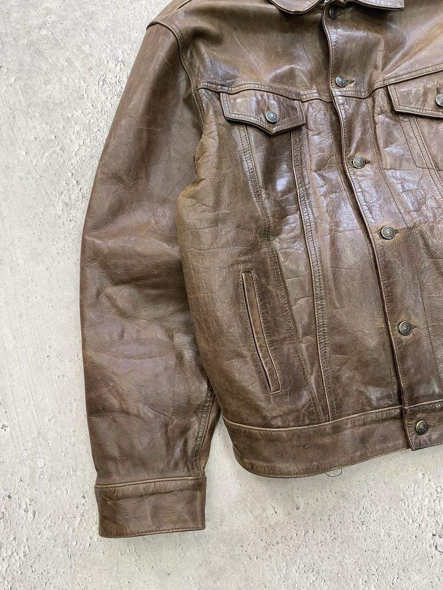 Gap Rare 90s archive brown leather trucker jacket GaP Size US L / EU 52-54 / 3 - 6 Thumbnail