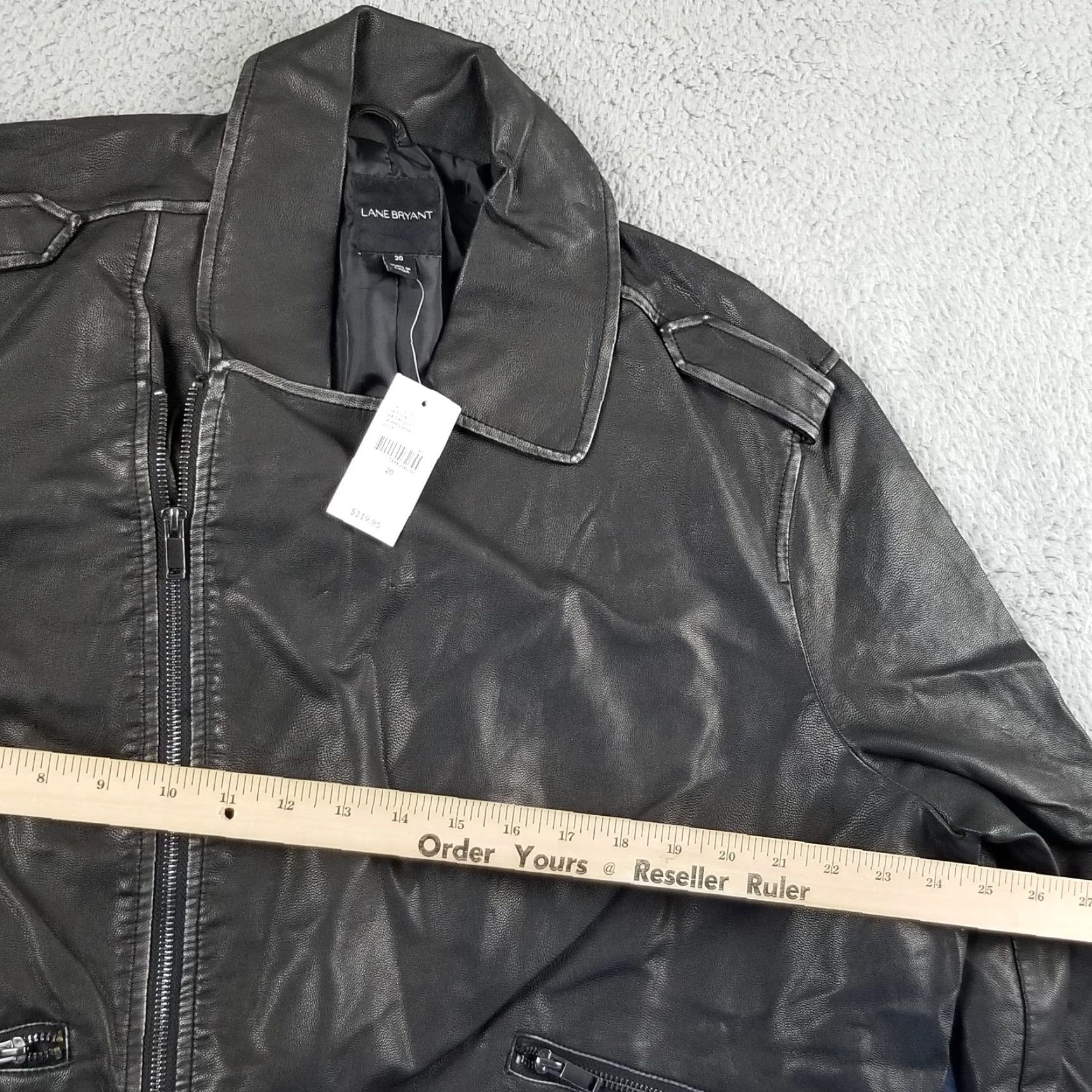 Vintage VINTAGE NWT Lane Bryant 20 Moto Jacket Faux Leather Black - Jacket - Women Plus 20 Black Moto Leather Zip Front Sized? Size 3XL / US 20-22 - 6 Thumbnail