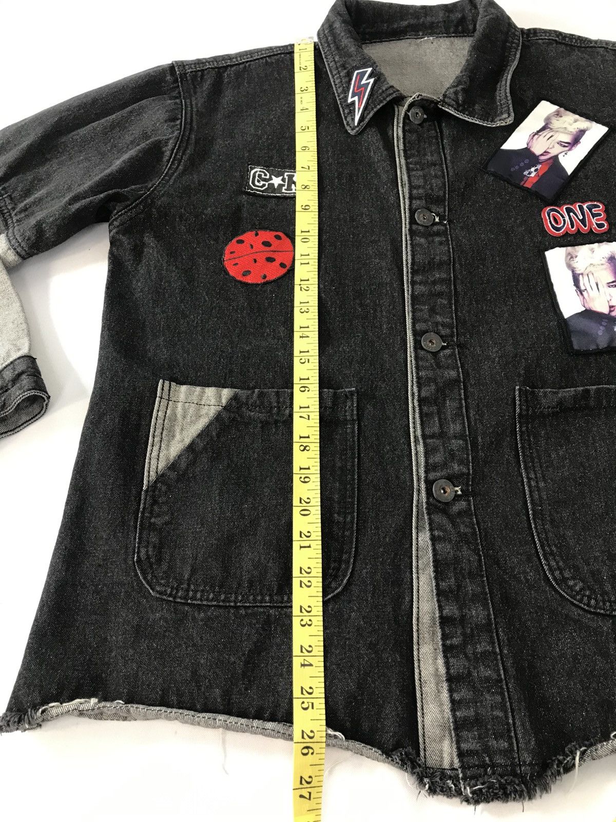 Japanese Brand Black Denim Jacket Trucker Patches Hemline Style Printed Size US M / EU 48-50 / 2 - 10 Thumbnail