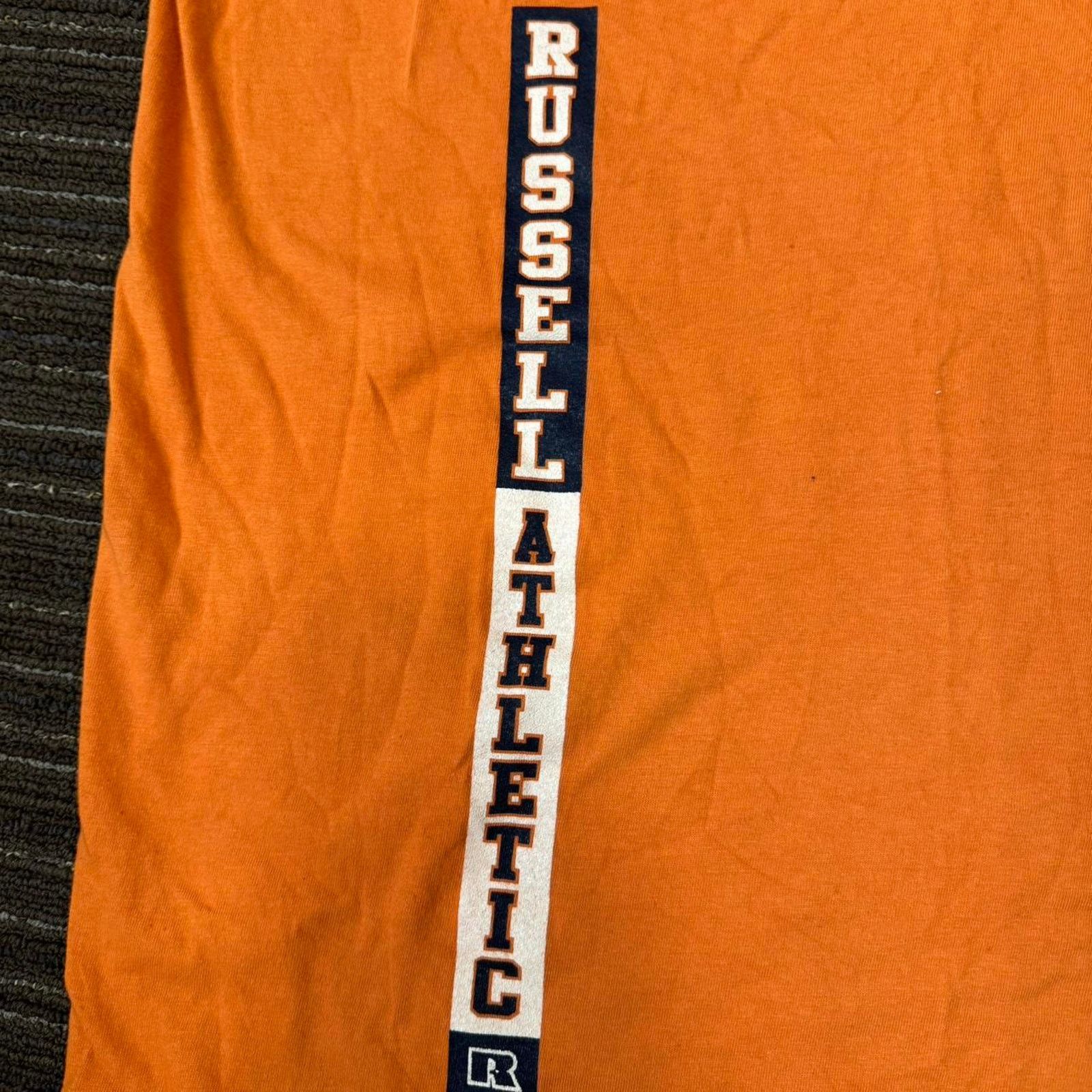 Russell Athletic × Vintage Vintage 90s Orange Made in USA Russell Athletic T-Shirt Size US L / EU 52-54 / 3 - 3 Thumbnail