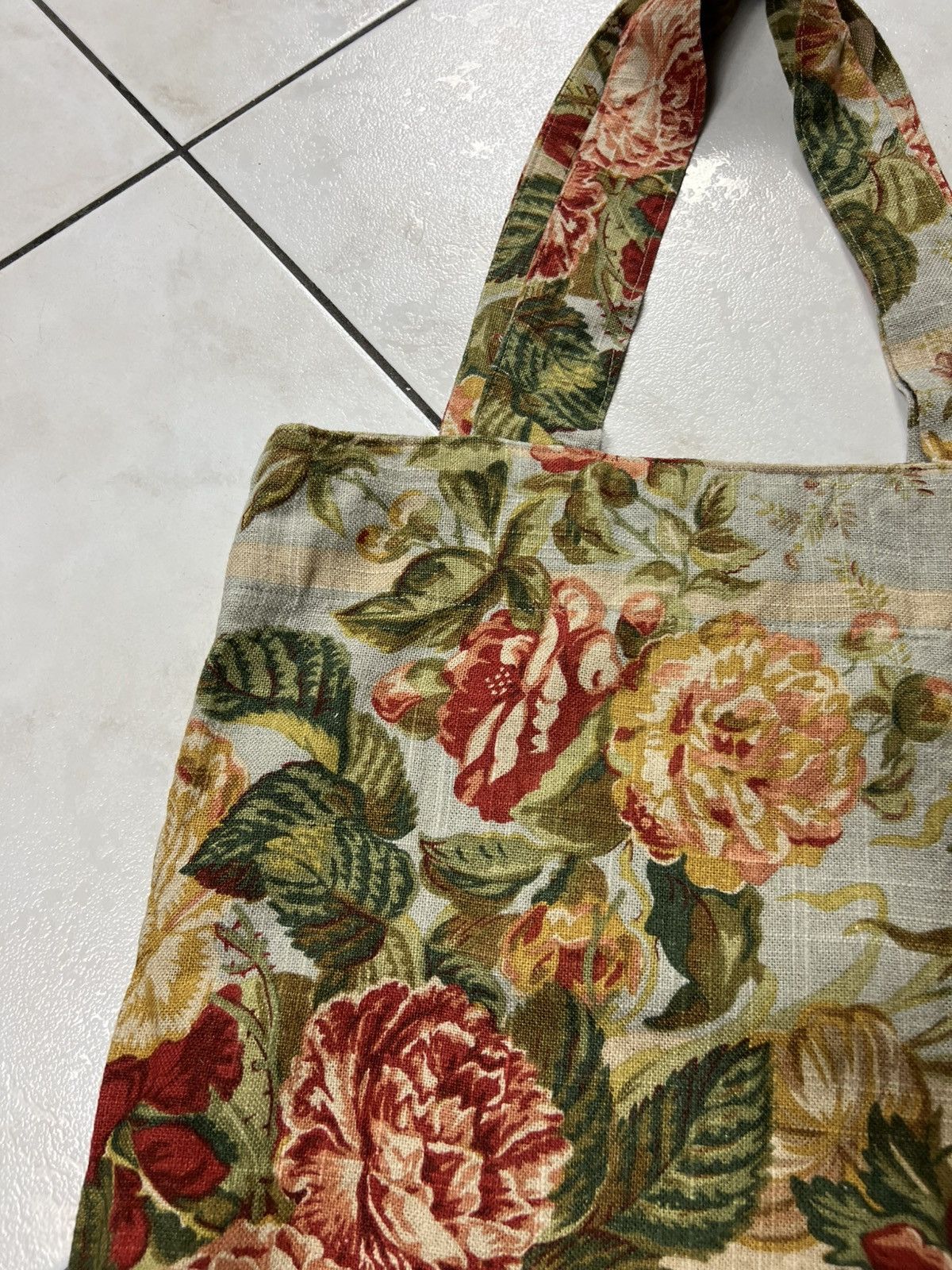 Handmade Vintage handmade floral tote bag F.S. Design art full print Size ONE SIZE - 7 Thumbnail