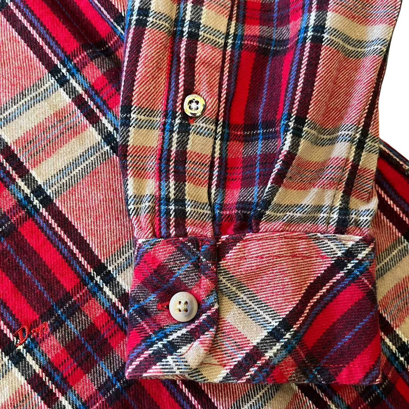 Diesel Diesel Red Plaid Check Cotton Button-Down Flannel Shirt Size US L / EU 52-54 / 3 - 9 Thumbnail
