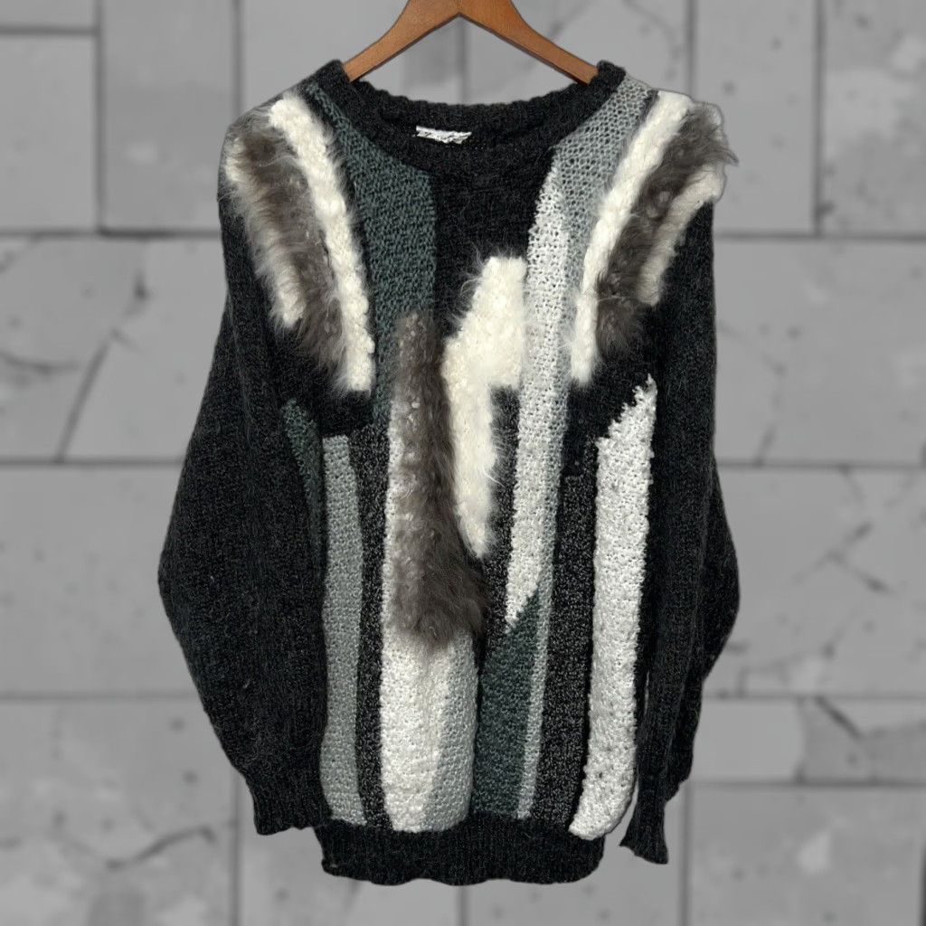 RAEY VINTAGE Rae Original Gray ALPACA Rabbit Fur Sweater Womens Size L Pullover Fur Womens Size L / US 10 / IT 46 - 1 Thumbnail