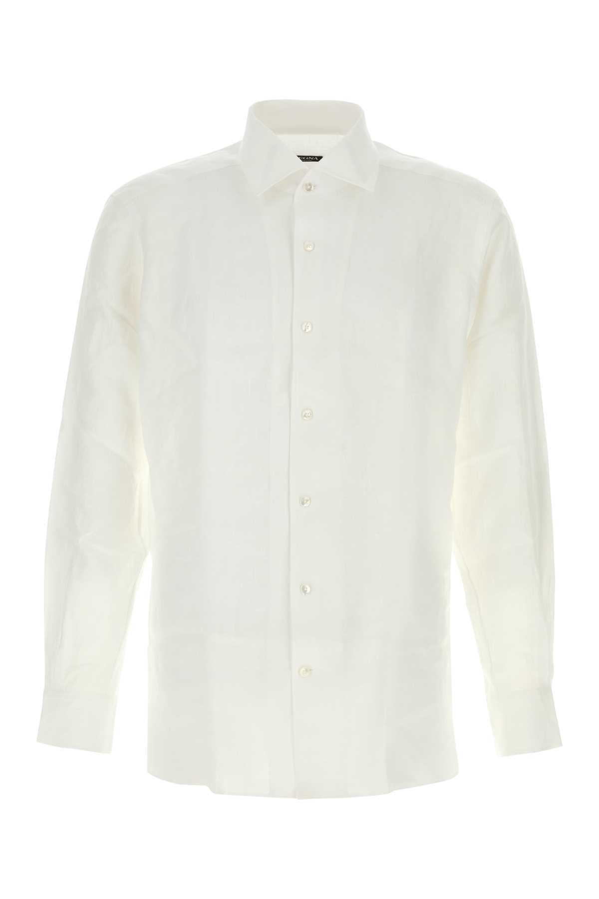 Ermenegildo Zegna White Linen Shirt Size US XXL / EU 58 / 5 - 1 Thumbnail