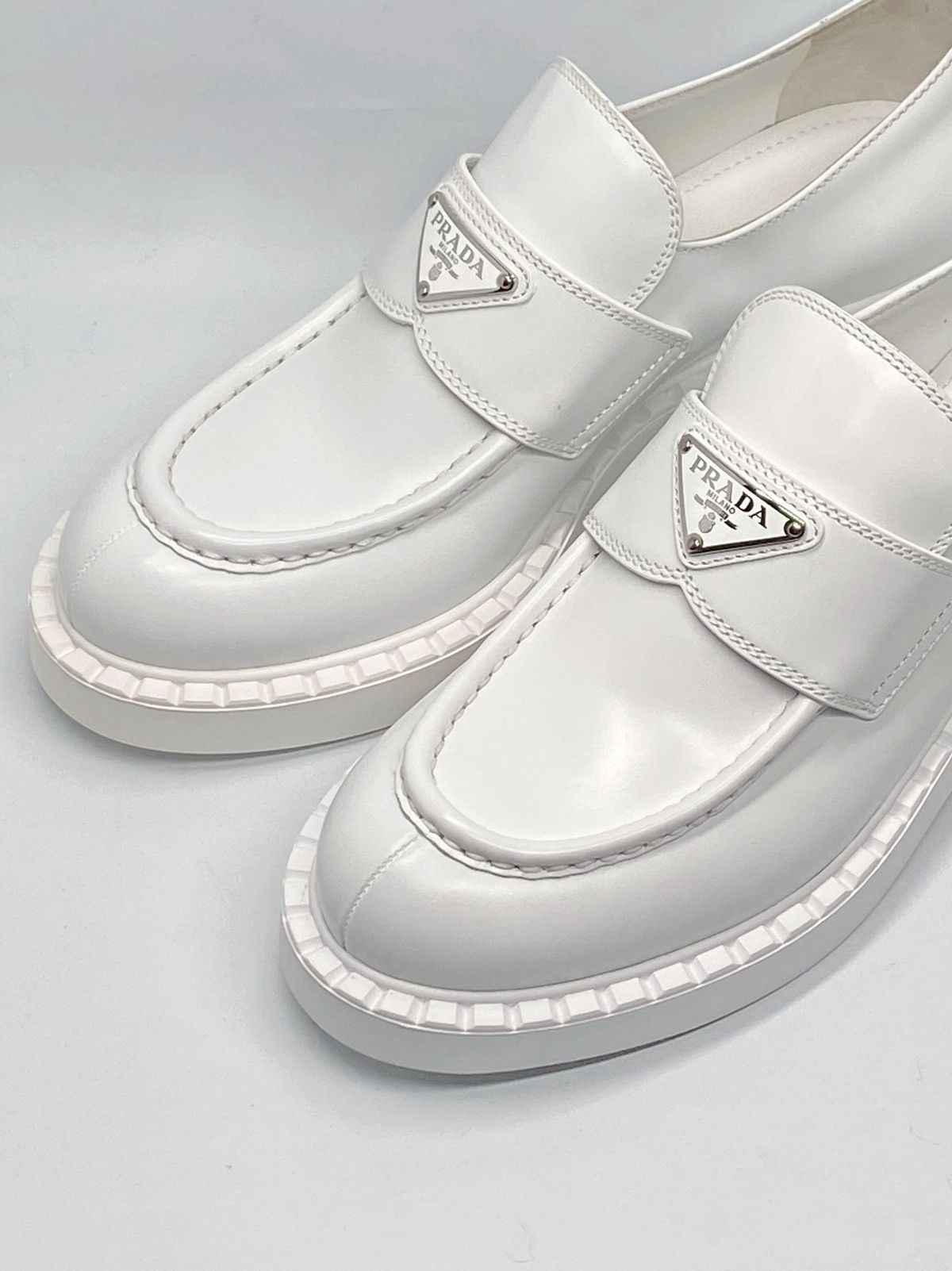 Prada Prada Spazzolato Logo Platform Leather Loafers size 40 Size US 10 / IT 40 - 5 Thumbnail