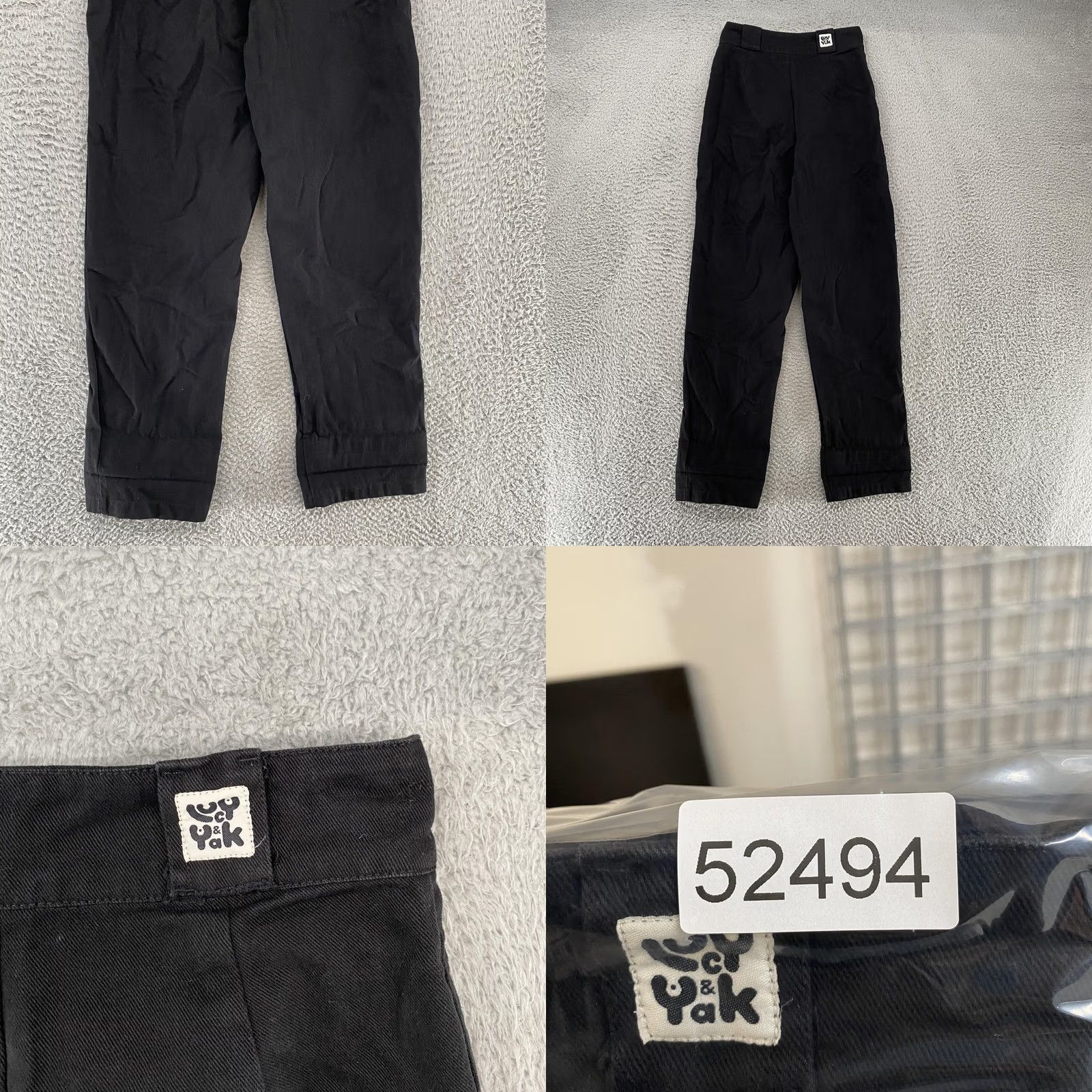 Vintage Lucy & Yak Pants Womens W28 L30 Black High Waist Organic Cotton Chino Pleated Size 28" / US 6 / IT 42 - 9 Thumbnail