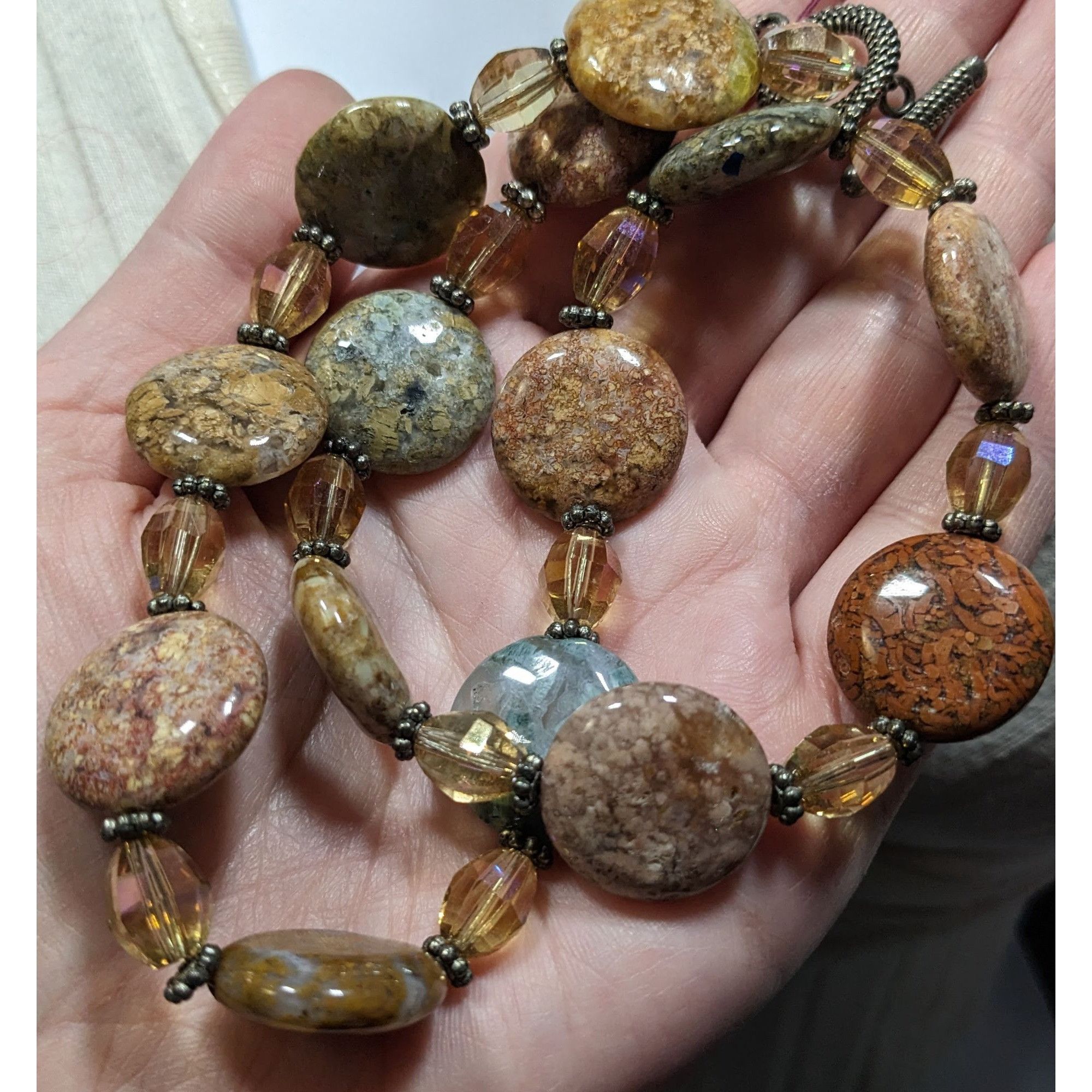 Other Natural Stone & Glass Beaded Necklace With Toggle Clasp Size ONE SIZE - 5 Thumbnail