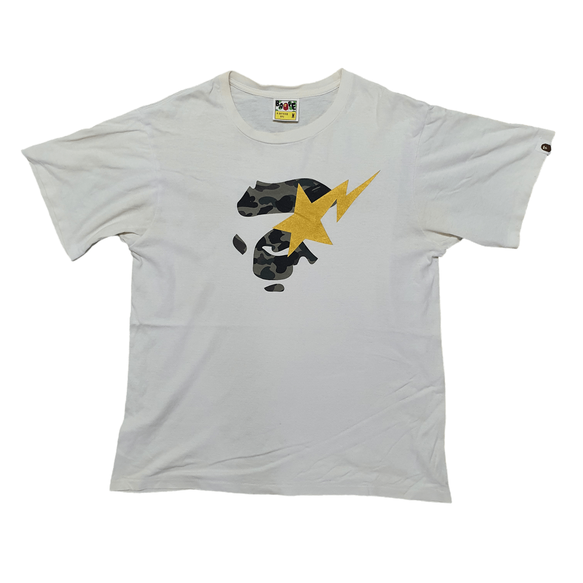 Bape BAPE 1st Camo Ape Face Sta Tee in white and yellow Size US M / EU 48-50 / 2 - 1 Thumbnail