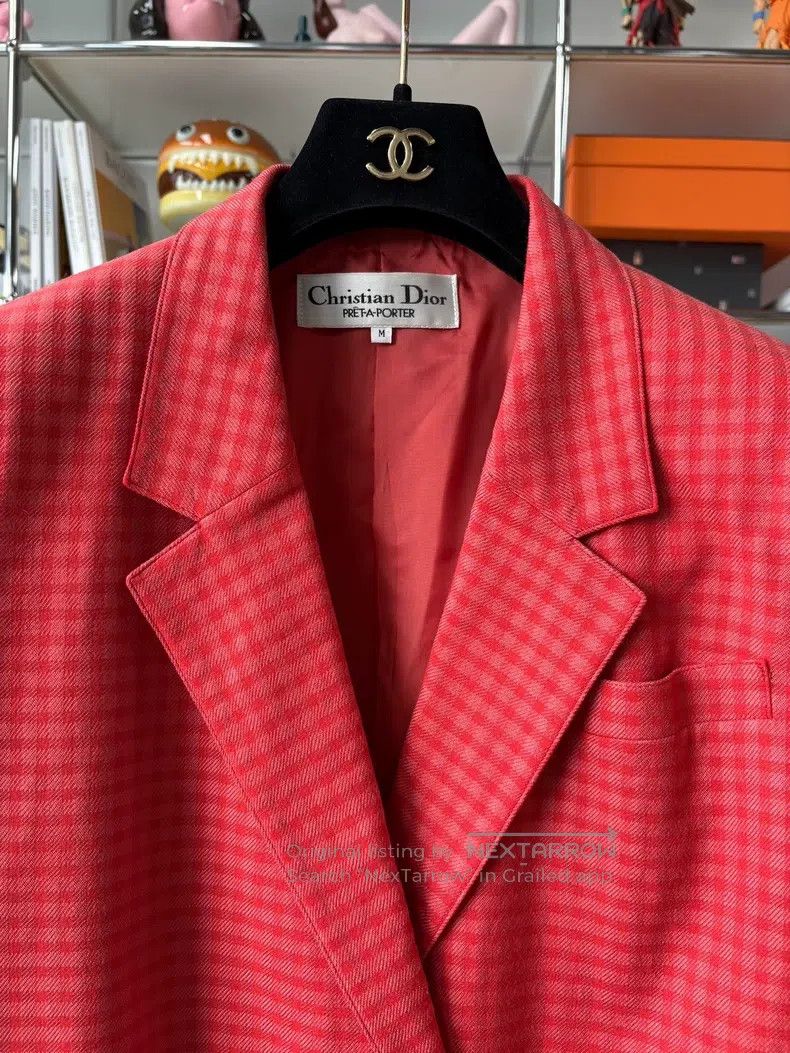 Dior Dior Watermelon red plaid woollen suit jacket Size M / US 6-8 / IT 42-44 - 2 Thumbnail