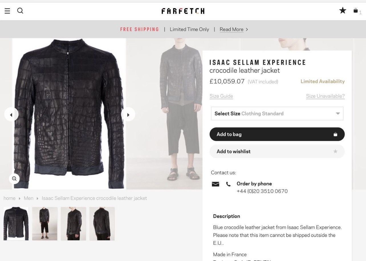 Isaac Sellam Experience black alligator jacket