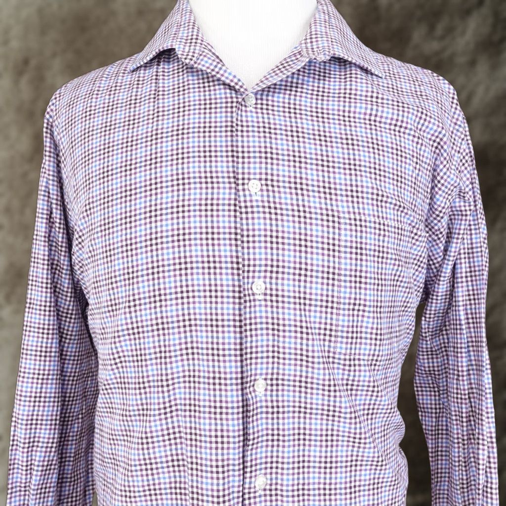 Van Heusen Vintage Van Heusen Dress Shirt Gingham Check Long Sleeve Business Casual Mens 18 Size 48R - 1 Thumbnail