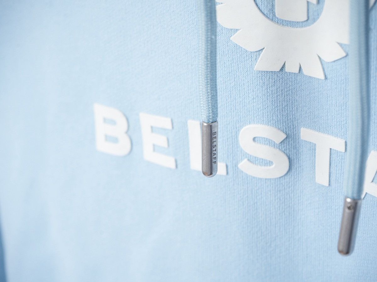 Belstaff Belstaff Light Blue Logo Drawstring Hoodie Size US L / EU 52-54 / 3 - 3 Thumbnail