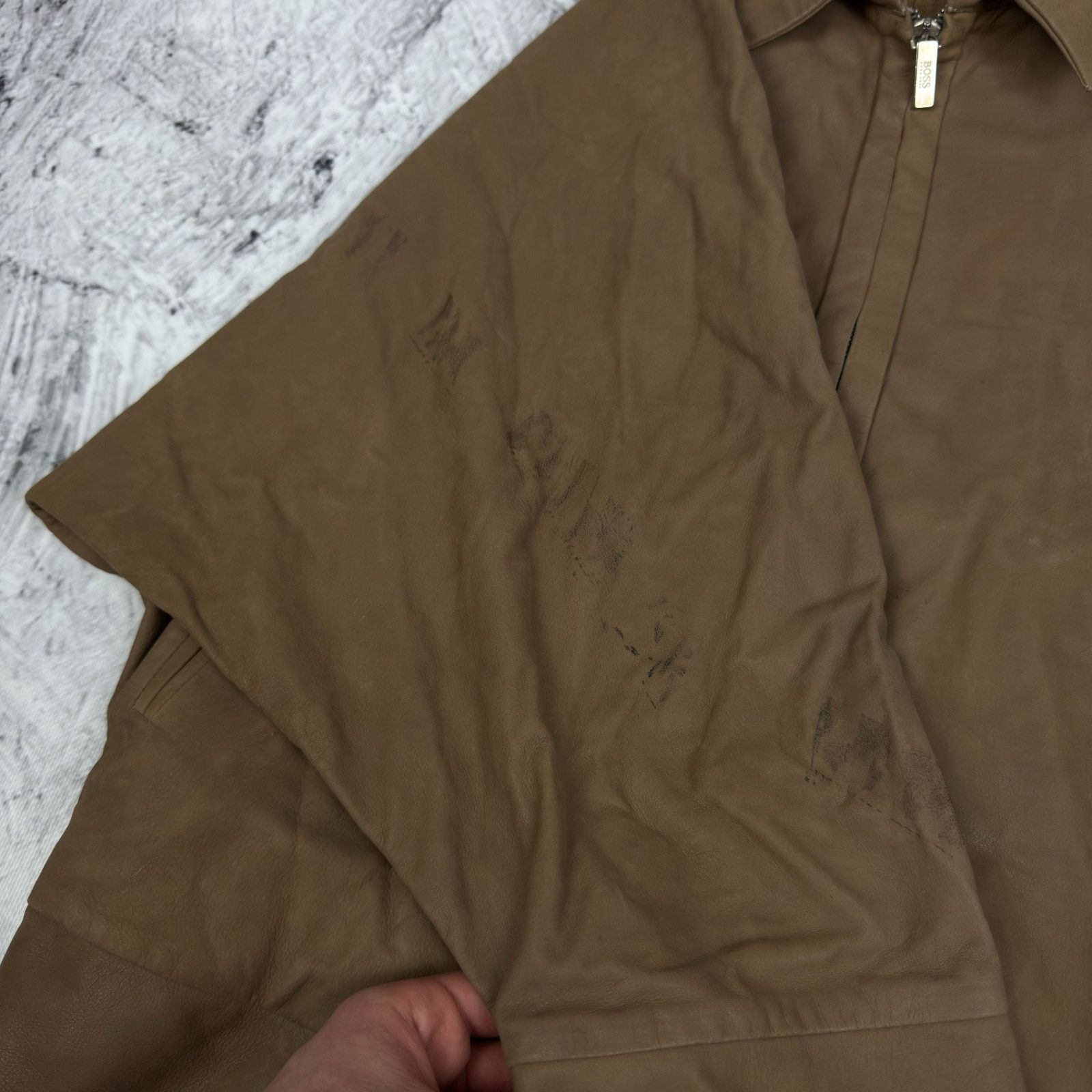 Hugo Boss Boss Hugo Boss Women's brown Leather Full Zip Jacket 8 Size S / US 4 / IT 40 - 9 Thumbnail