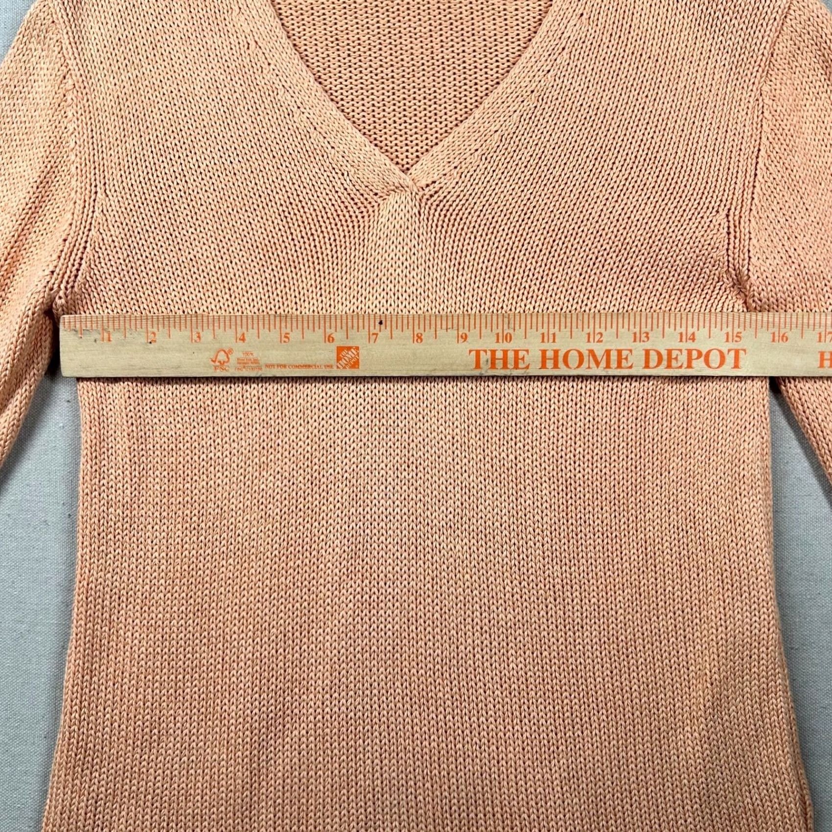 Eileen Fisher Eileen Fisher Sweater Womens PM Petite V Neck Peach Coral Knit 100% Cotton Size M / US 6-8 / IT 42-44 - 6 Thumbnail