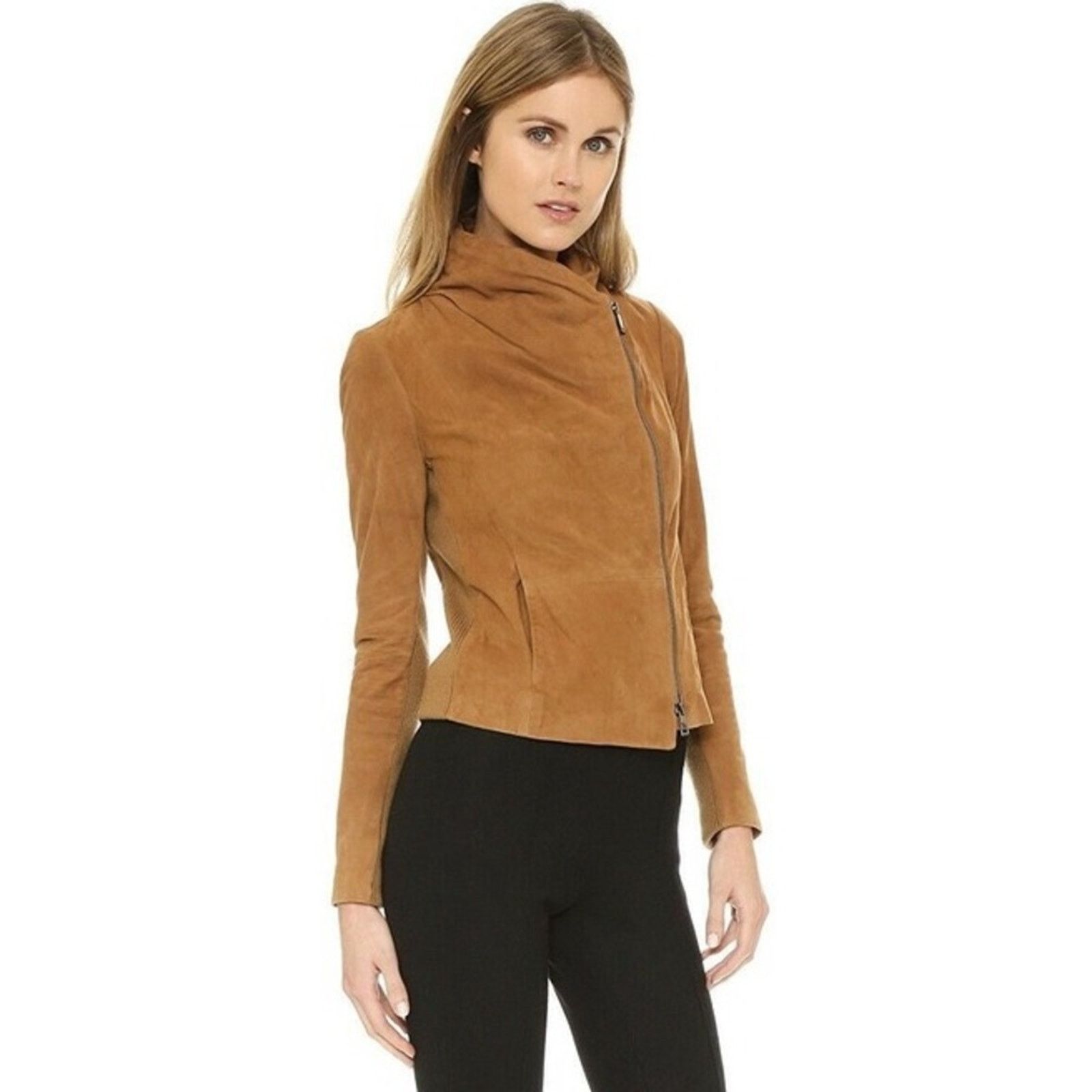 Vince Vince Goat Leather Zip Up Suede Jacket Motorcycle Biker L Size L / US 10 / IT 46 - 1 Thumbnail