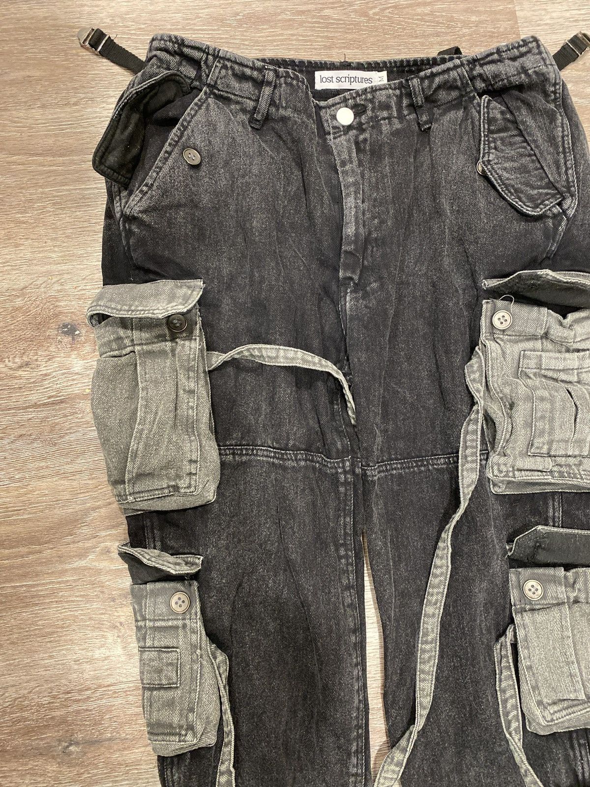 Japanese Brand Lost Scriptures QUAD PCKT Stacked Bondage Cargo Pants Size US 30 / EU 46 - 3 Thumbnail