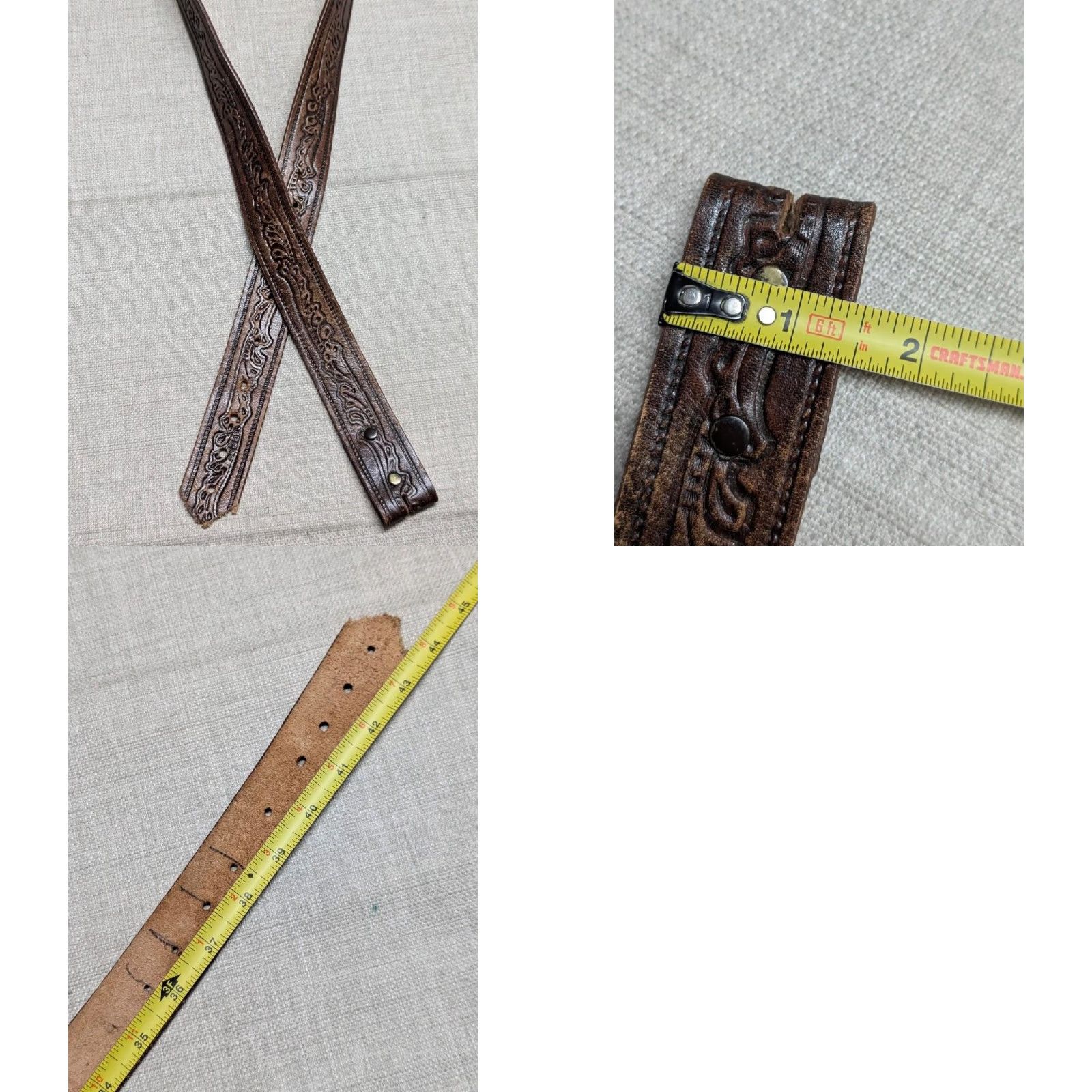 Vintage VINTAGE western belt belt 38 brown leather cowhide full grain scrolling buckle western style Mens Size 38 - 8 Thumbnail