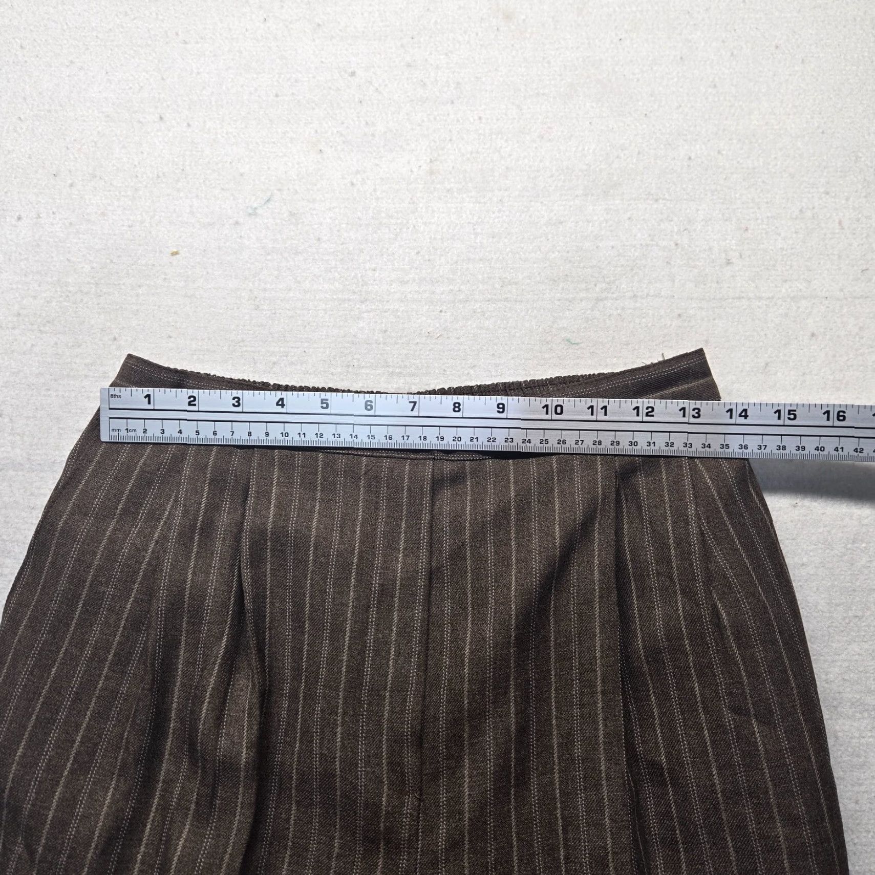 Vintage Alfred Dunner Pants Dress Pants Casual Career Women's Size 14 Brown Striped Elastic Waist Adult Women's Size 36" / US 14 / IT 50 - 4 Thumbnail