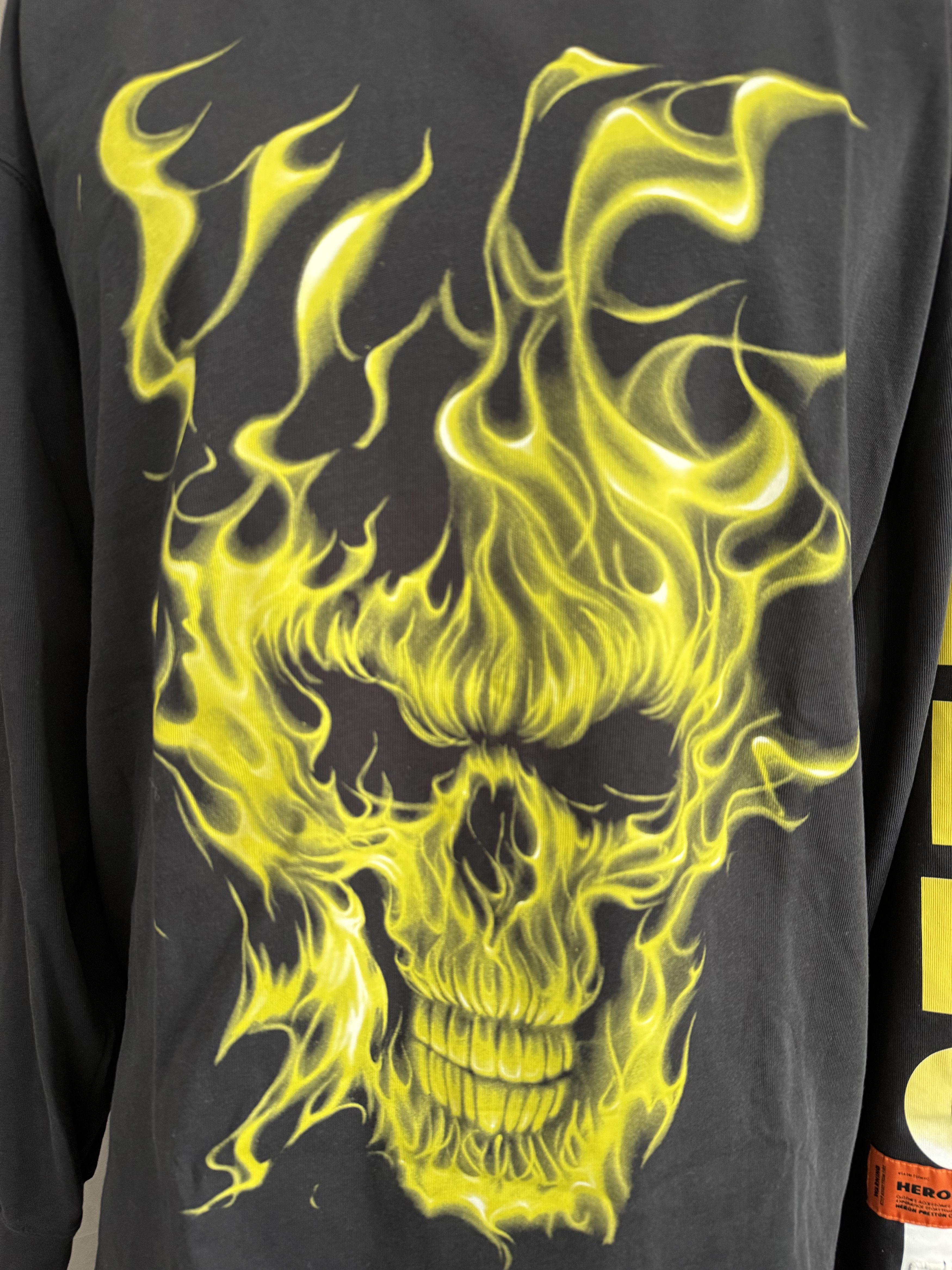 Heron Preston Heron Preston Fire Skull Long Sleeve Shirt Size X Small Size US XS / EU 42 / 0 - 4 Thumbnail