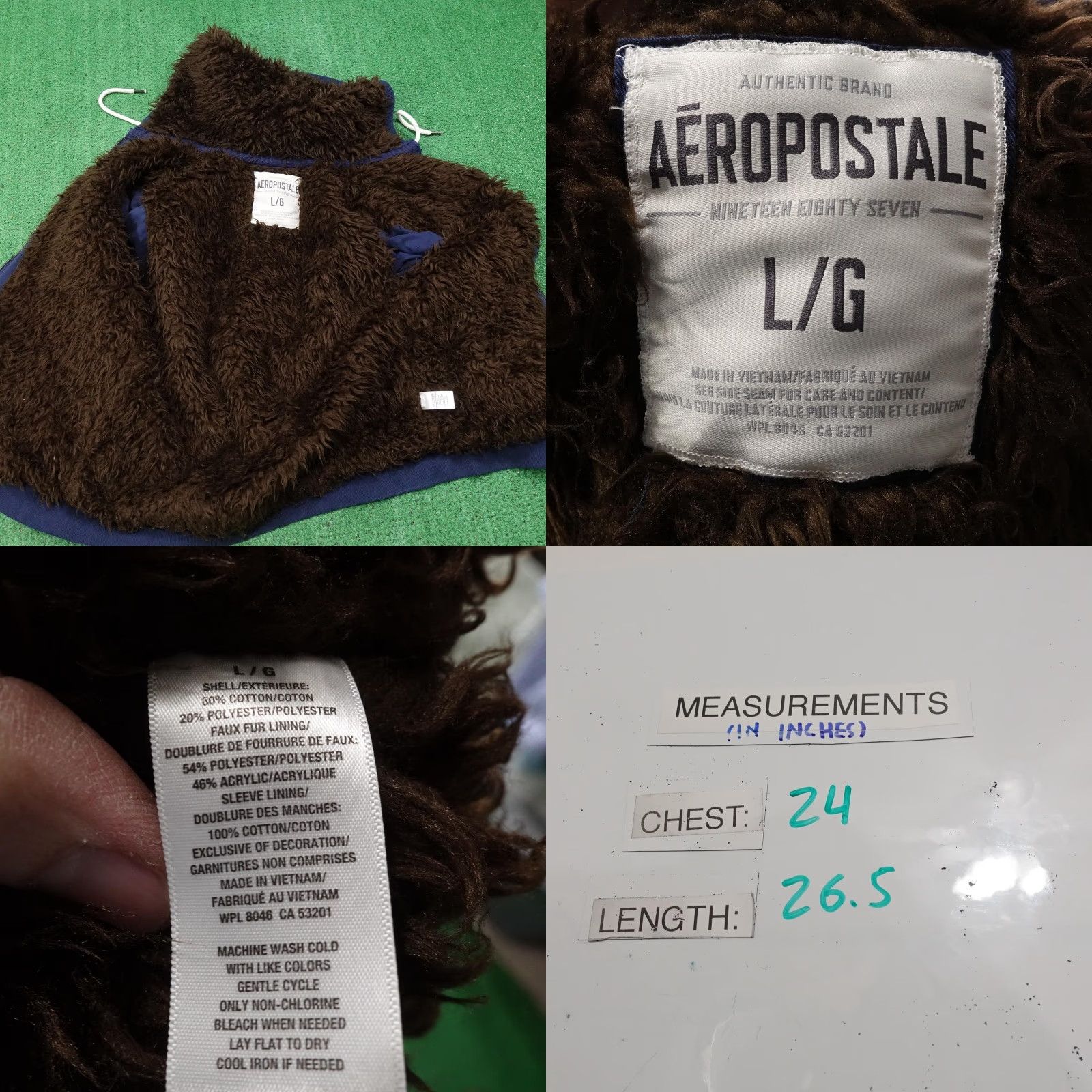 Aeropostale VINTAGE Aeropostale Hoodie Mens L Blue Full Zip Faux Fur Lined AERO Sherpa Y2K VTG 00s Size US L / EU 52-54 / 3 - 9 Thumbnail