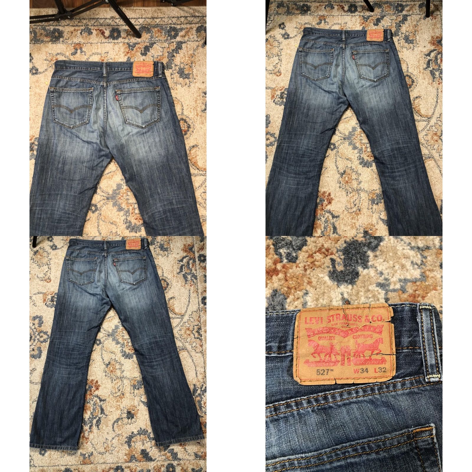 Levis 527 Jeans Mens 34x31 Blue Medium Wash Slim Bootcut Denim 