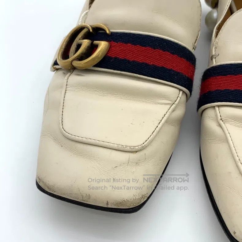 Gucci Gucci Beige logo striped webbing thick-heeled casual shoes Size US 6.5 / IT 36.5 - 9 Thumbnail