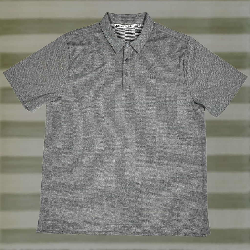 TravisMathew Travis Mathew Polo Shirt Men’s XL Gray Sponsor Logo Short Sleeve Collared Golf Sports 100% Polyester Casual Shirt Size US XL / EU 56 / 4 - 1 Thumbnail
