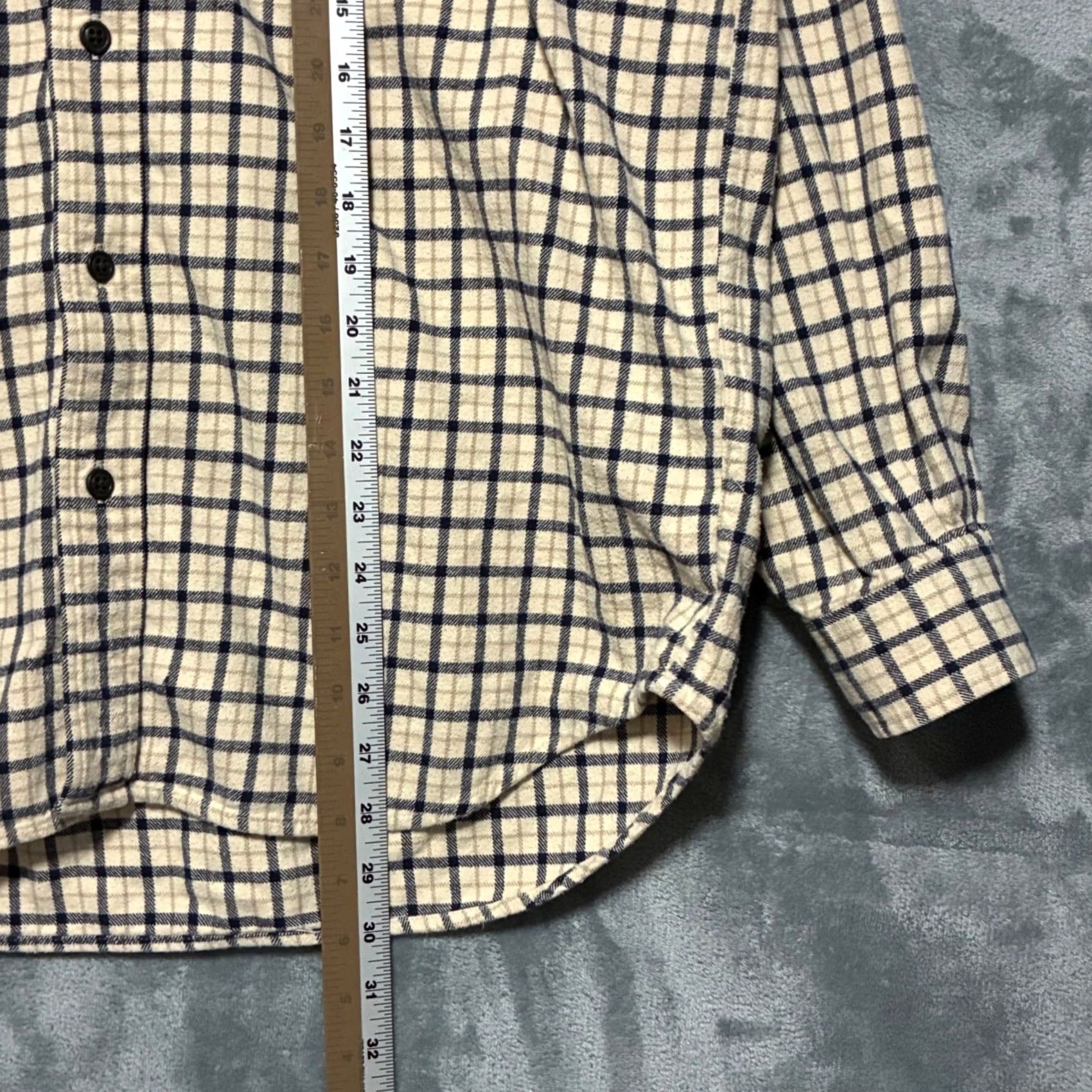 Eddie Bauer Eddie Bauer Button-Down Shirt Cotton Tattersall Check Men M Ivory Navy Tan Plaid Casual Workwear Autumn Winter Spring Outdoors Size US M / EU 48-50 / 2 - 7 Thumbnail