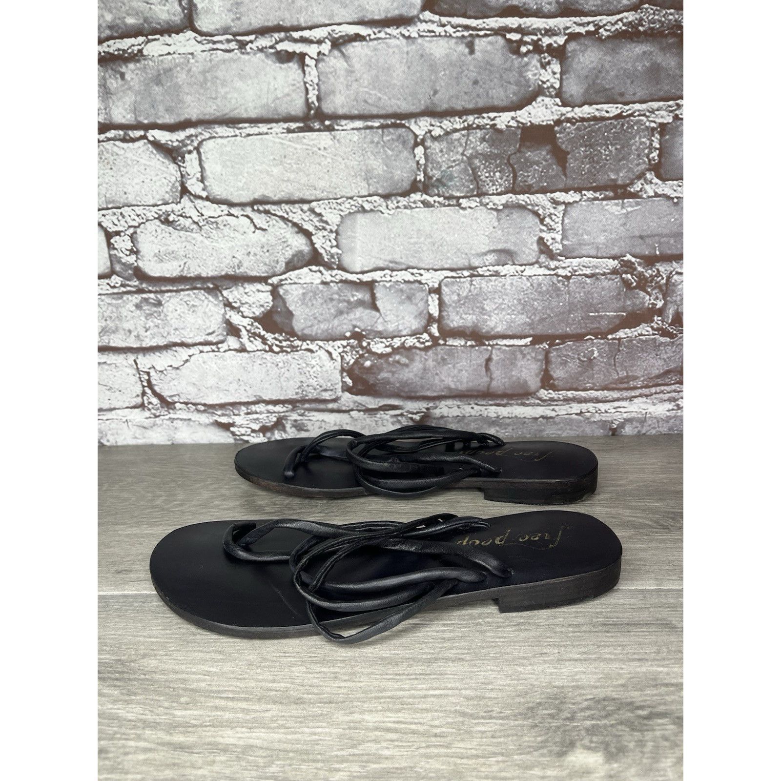 Free People Free People Kayla Black Leather Strappy Slides Sandals Women Size US 7.5 / IT 37.5 - 3 Thumbnail