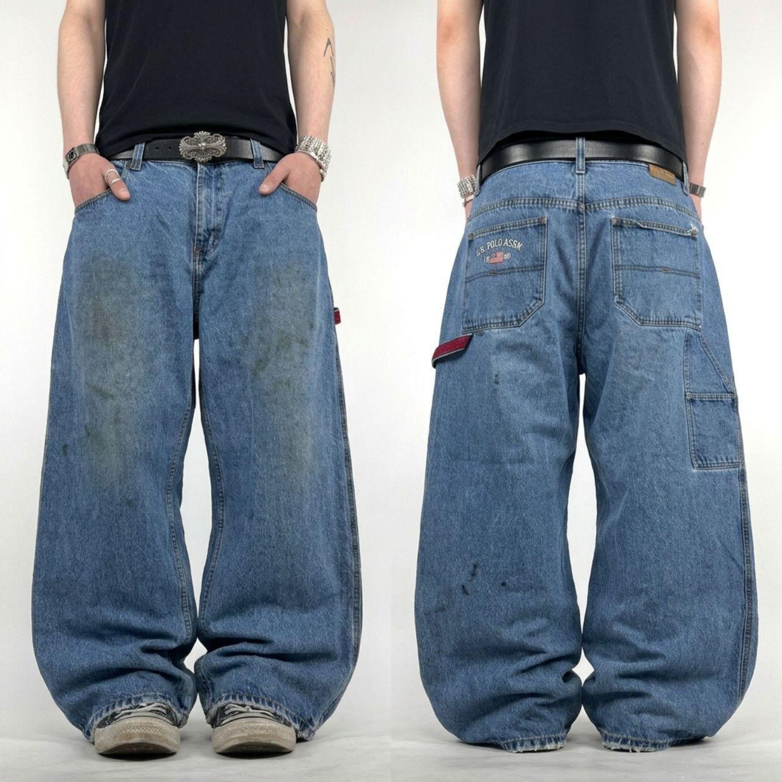 JNCO × U.S. Polo Assn. × Vintage Vintage y2k faded stonewash baggy wide leg skater rare jeans Size US 38 / EU 54 - 1 Thumbnail