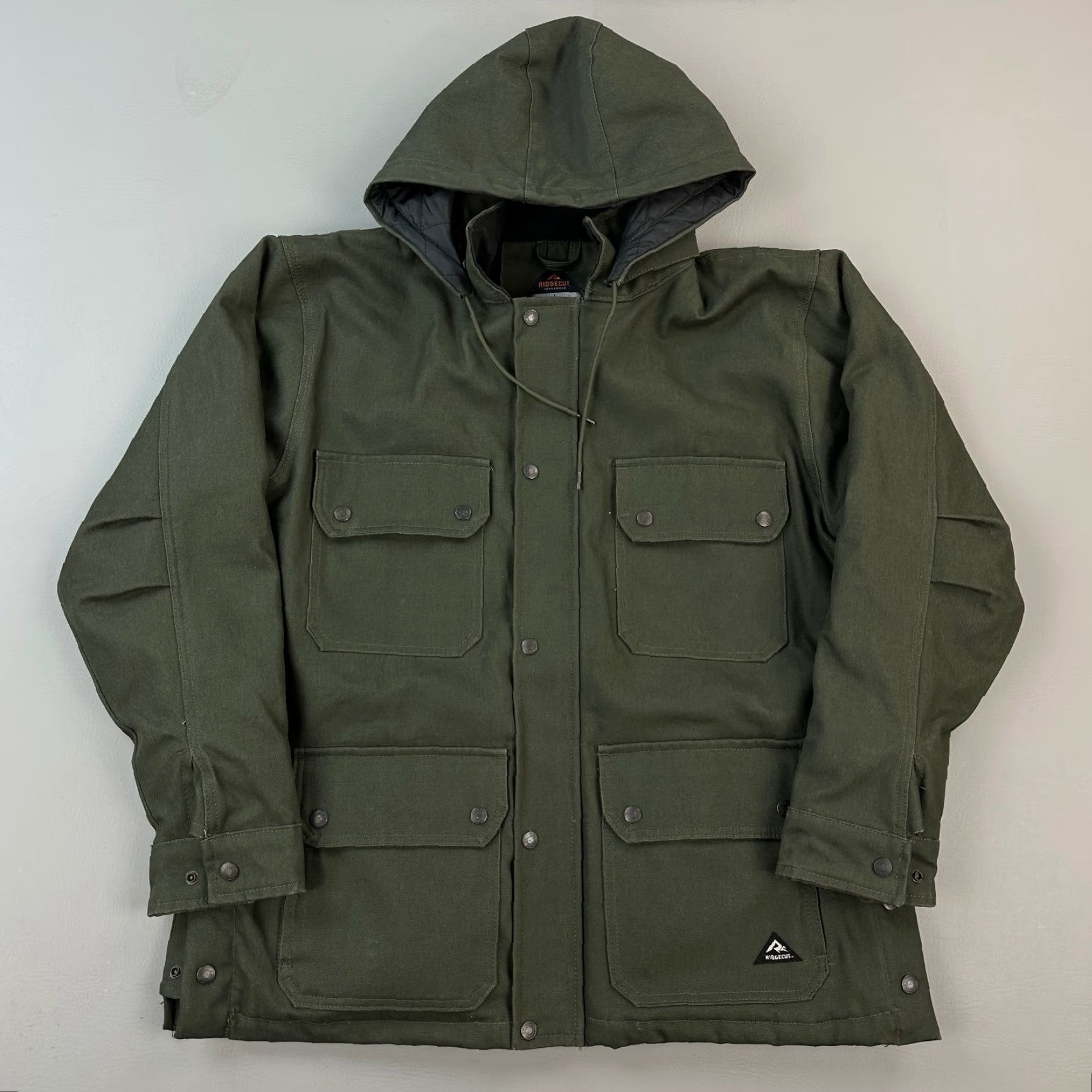 Vintage Ridgecut Toughshield Chore Jacket Mens Large Duck Canvas Fleece Lined Hooded Green Winter Fall Jacket Mens L Regular Size US L / EU 52-54 / 3 - 2 Thumbnail