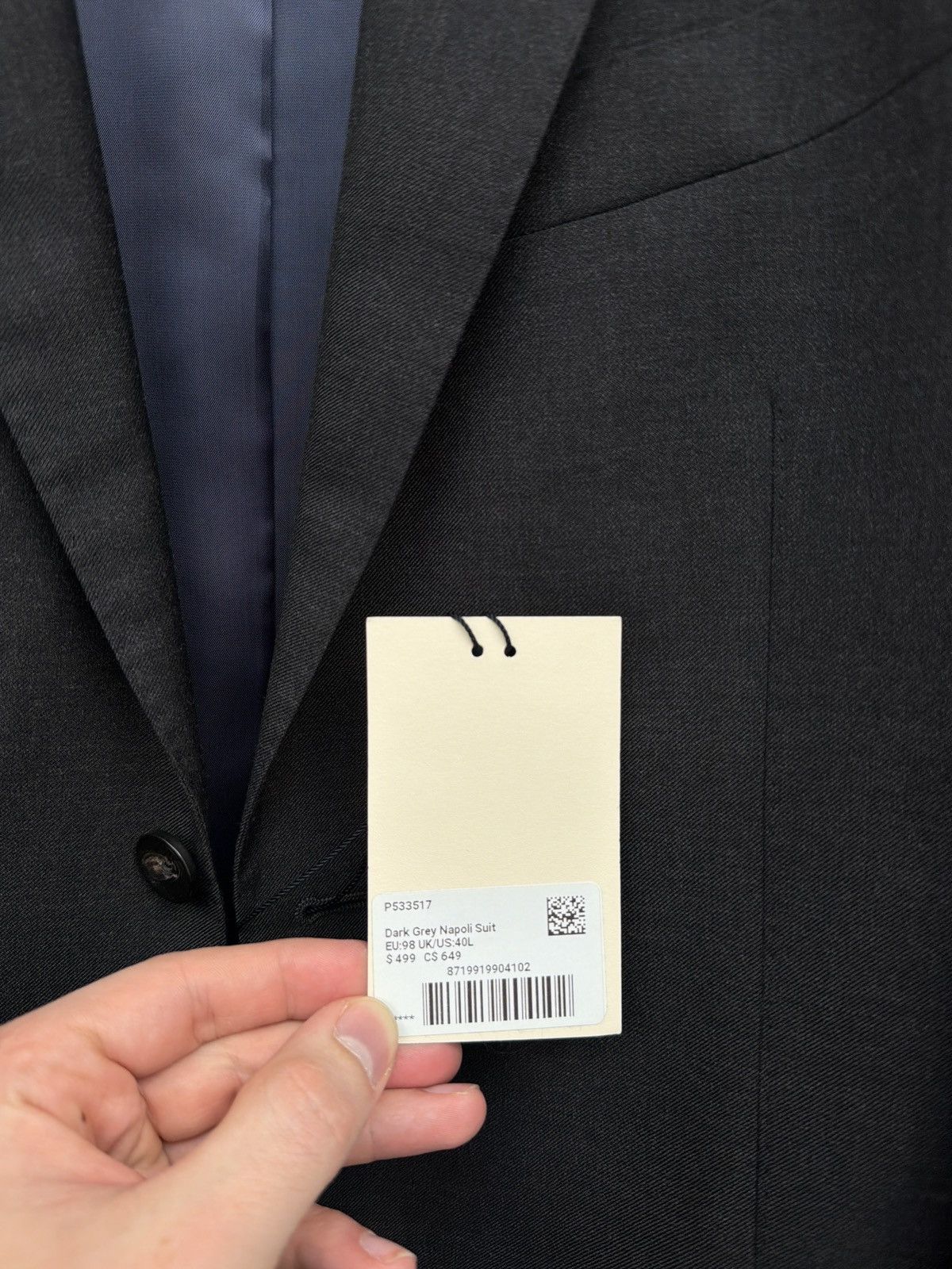 Suitsupply Dark Grey Napoli Suit Jacket Size 40L - 2 Thumbnail