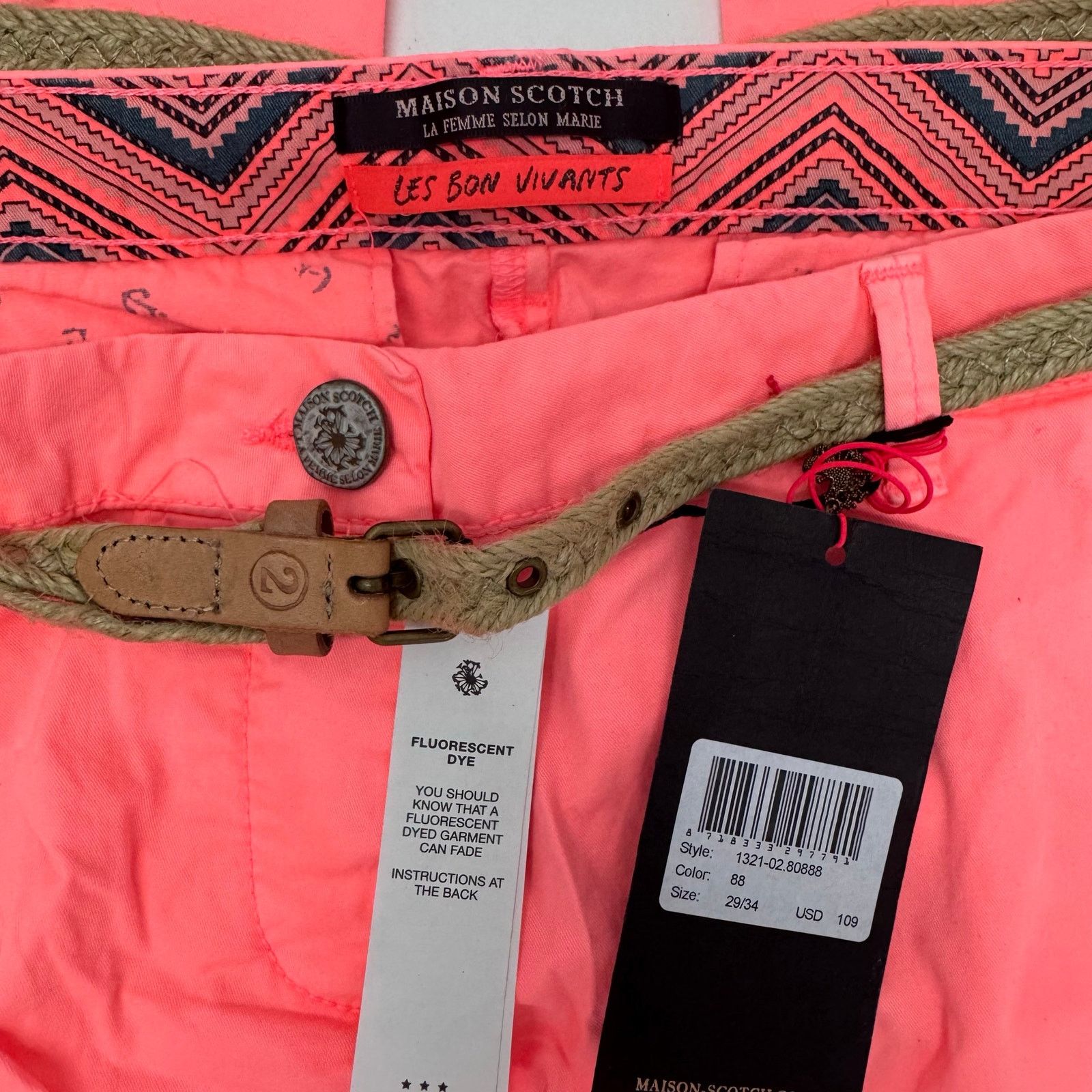 Maison Scotch Maison Scotch Womens sz 29/34 Lightweight Belted Chinos Pant Size 29" - 7 Thumbnail