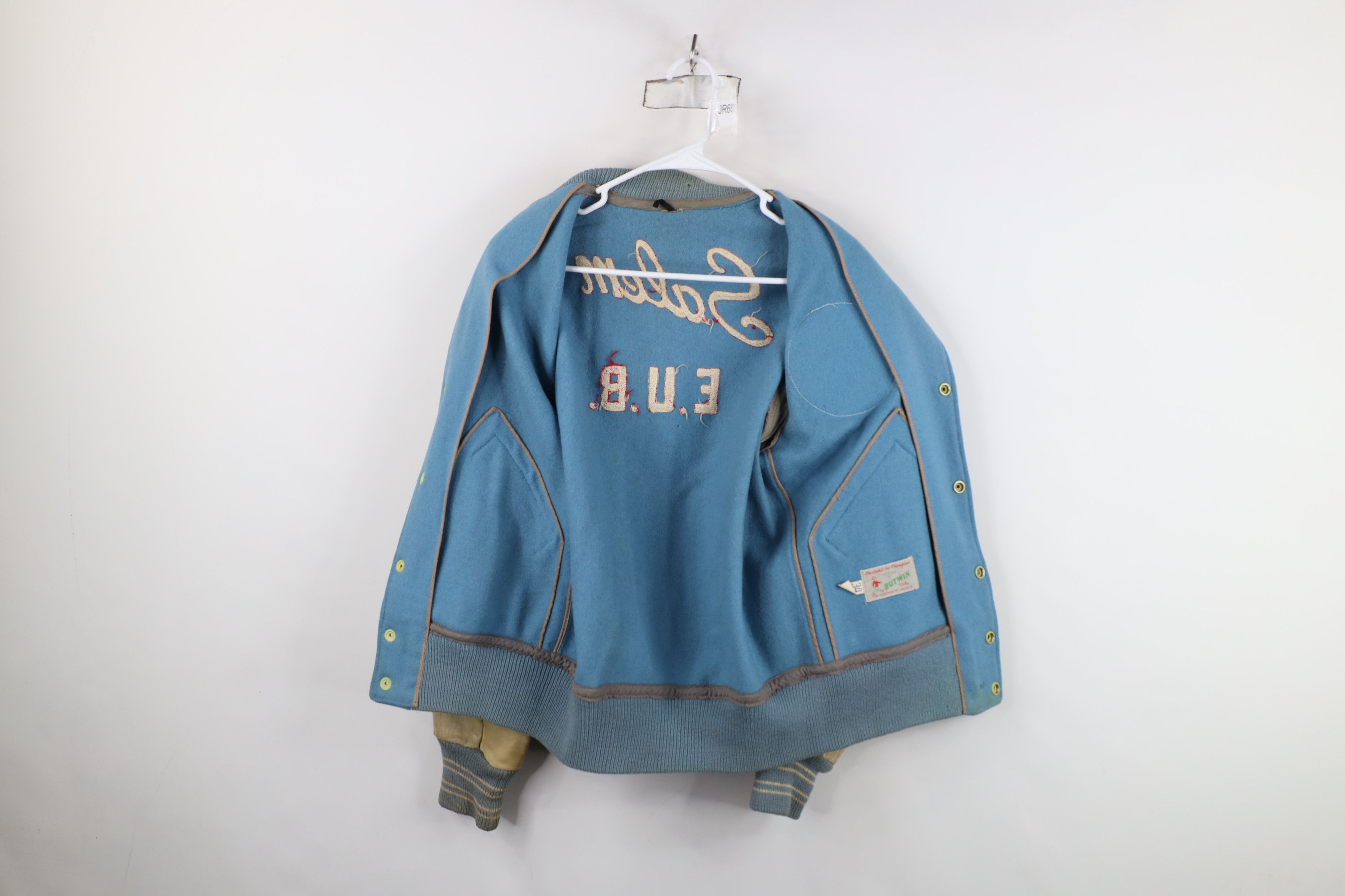 Vintage Vintage 50s Wool Leather Chain Stitch Varsity Jacket USA Size US L / EU 52-54 / 3 - 9 Thumbnail
