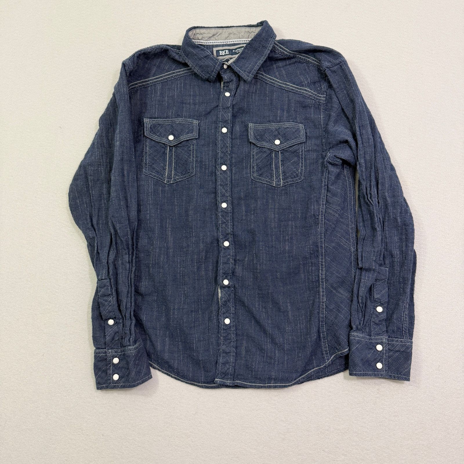 BKE BKE Striped Standard Shirt Men's Extra Large Pearl Snap Size US XL / EU 56 / 4 - 1 Thumbnail