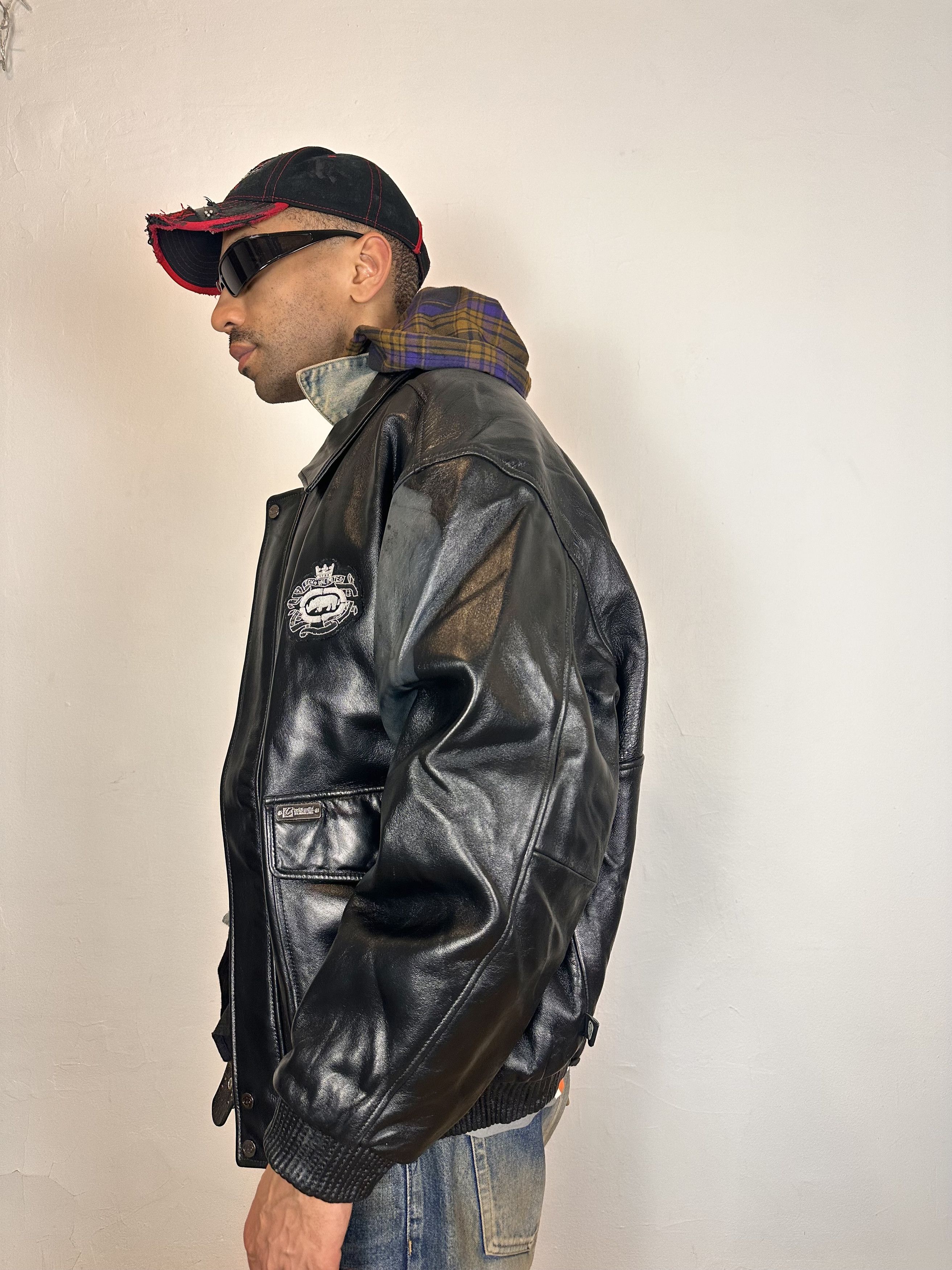 Ecko Unltd. Vintage Ecko Unlimited Black Leather Bomber Jacket - XXL Size US XXL / EU 58 / 5 - 8 Thumbnail