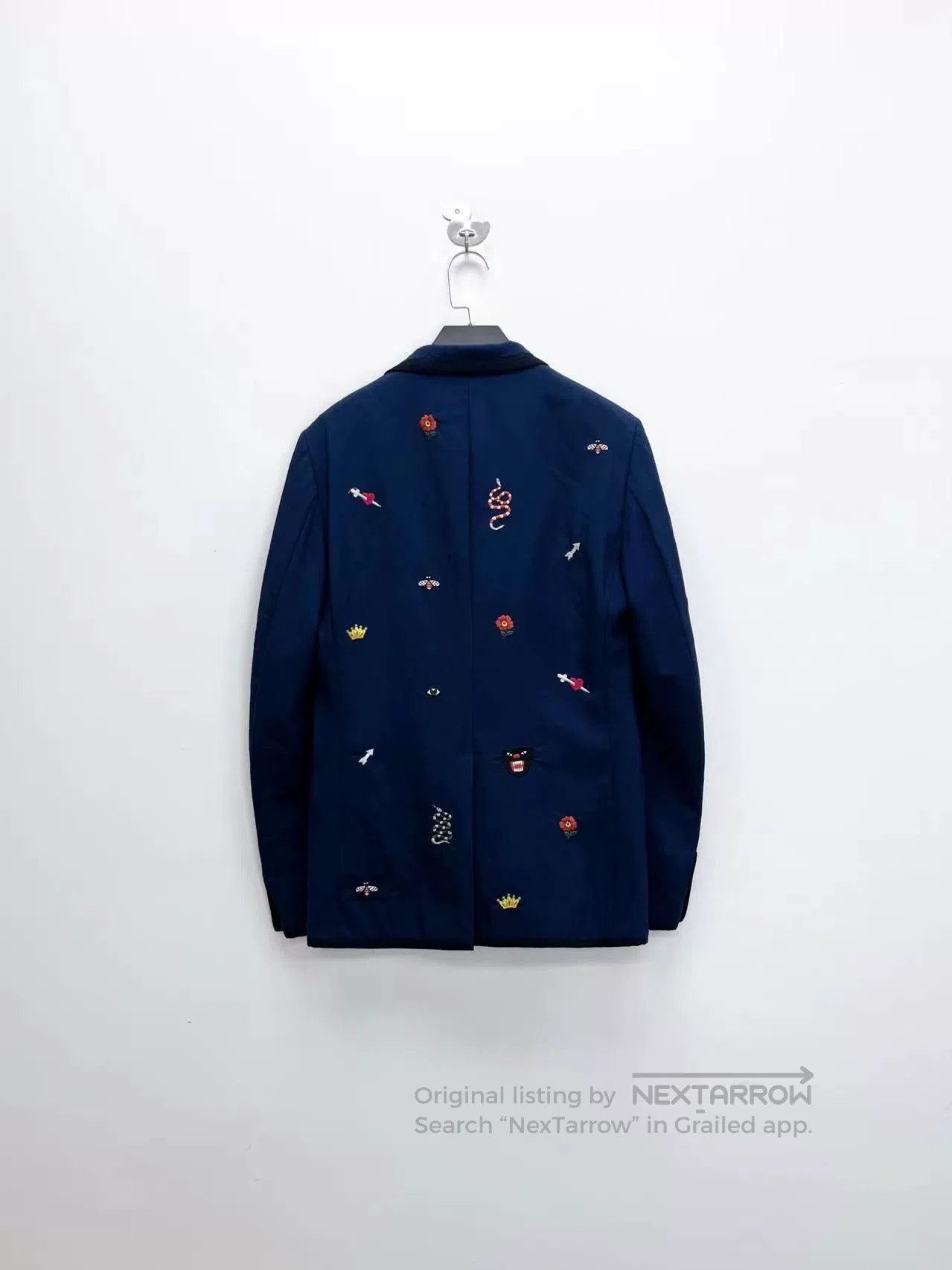 Gucci gucci embroidered navy blazer jacket unisex. Size US L / EU 52-54 / 3 - 2 Thumbnail