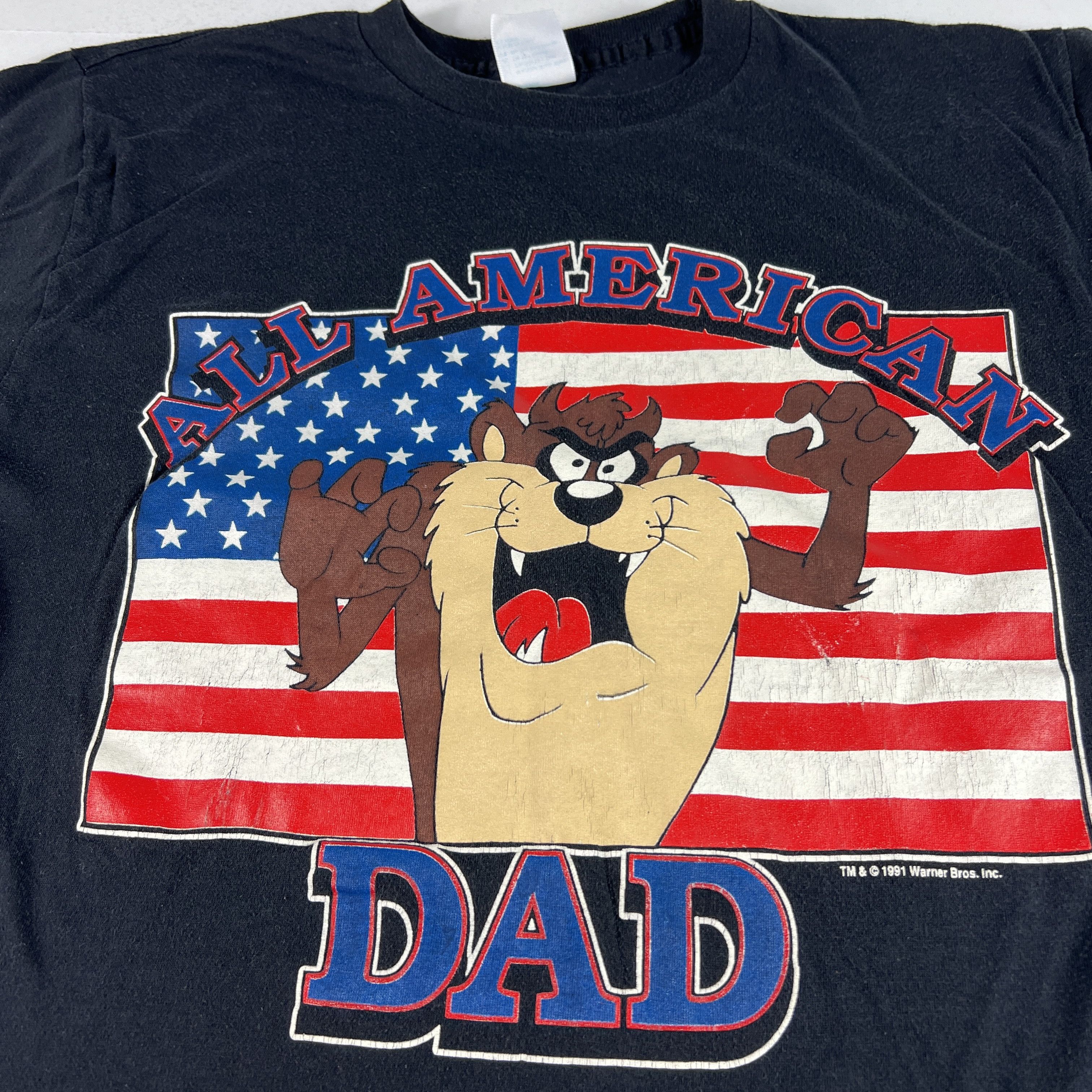 Vintage × Warner Bros VTG 90s Taz American Dad Shirt Faded Single Stitch Tee Size US M / EU 48-50 / 2 - 5 Thumbnail