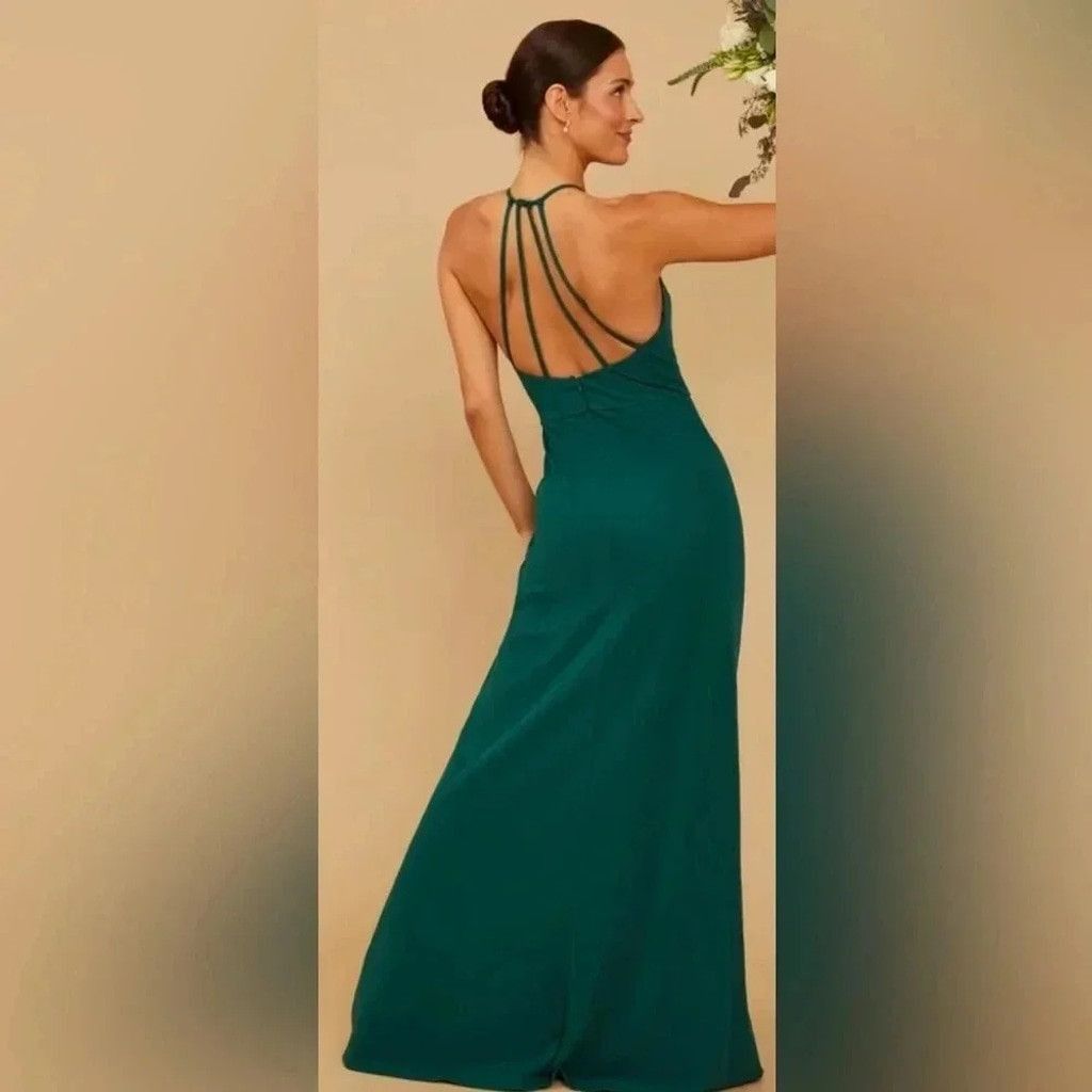 Lulus NEW with tags (NWT) Lulus Forest Laurel Luxe Crepe Dress Size L / US 10 / IT 46 - 8 Thumbnail