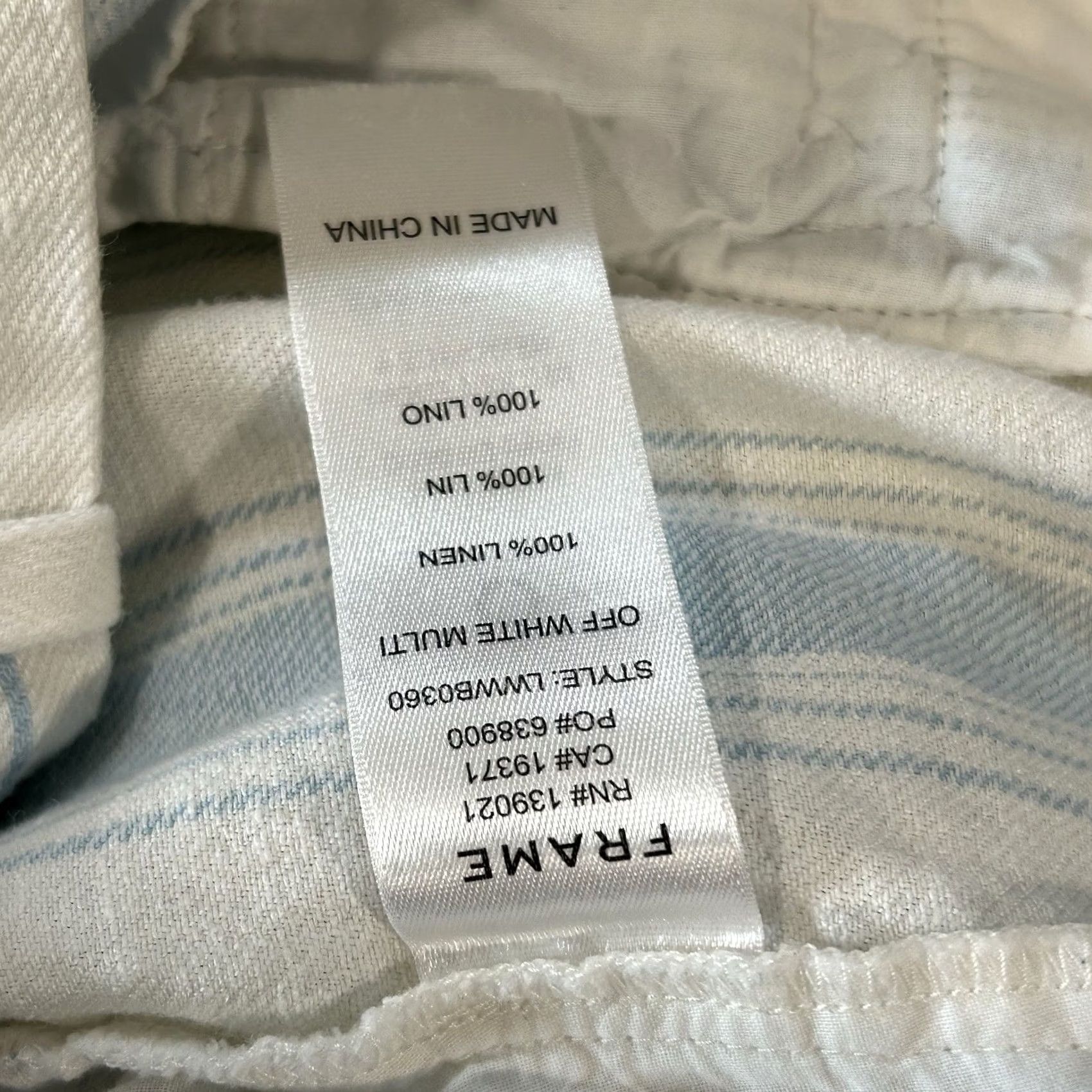 Frame VINTAGE FRAME Striped Linen Shorts 3” Inseam Womens 10 White Linen Size 32" / US 10 / IT 46 - 5 Thumbnail