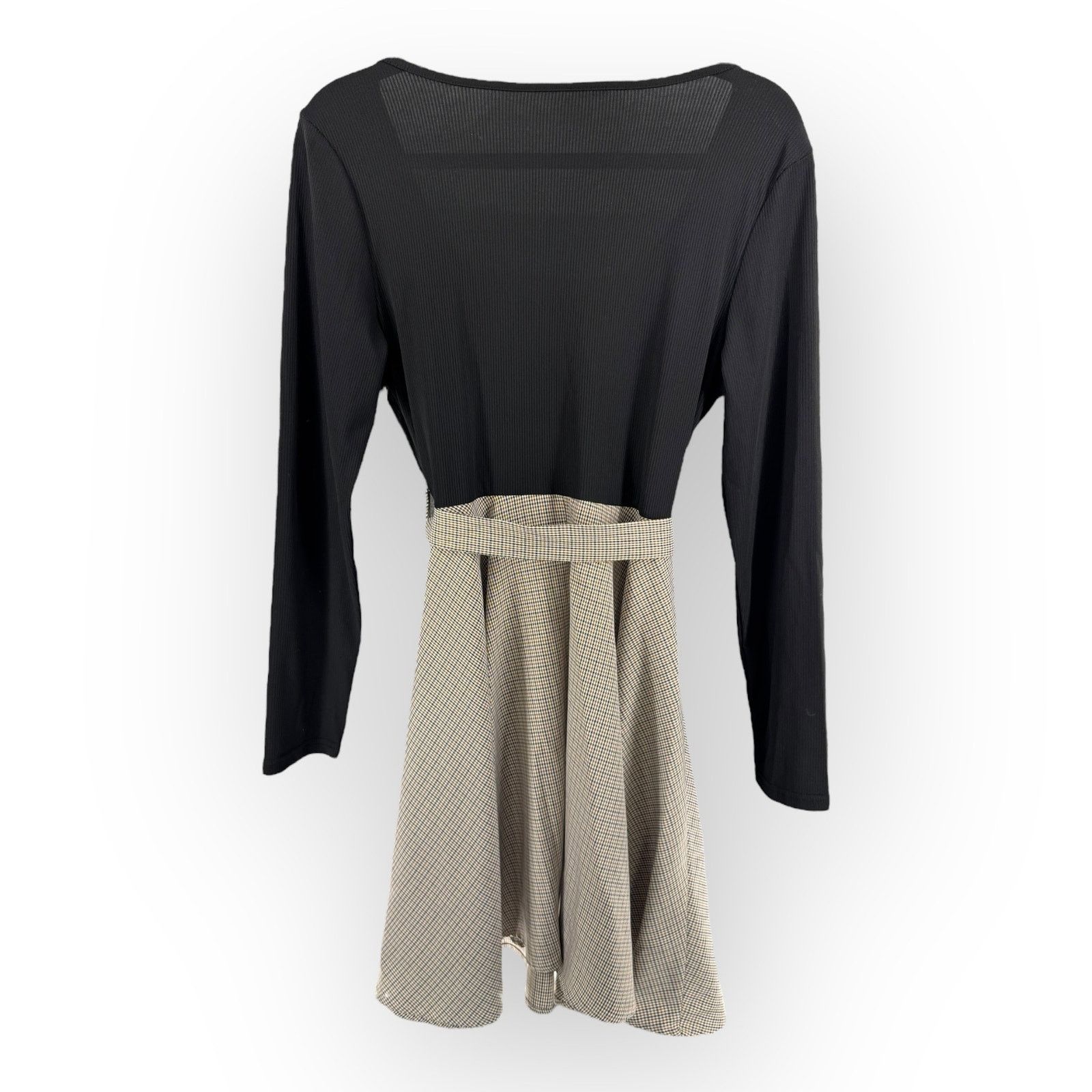 Other Black Knit Houndstooth Fit & Flare Dress | Long Sleeve Large Size L / US 10 / IT 46 - 4 Thumbnail