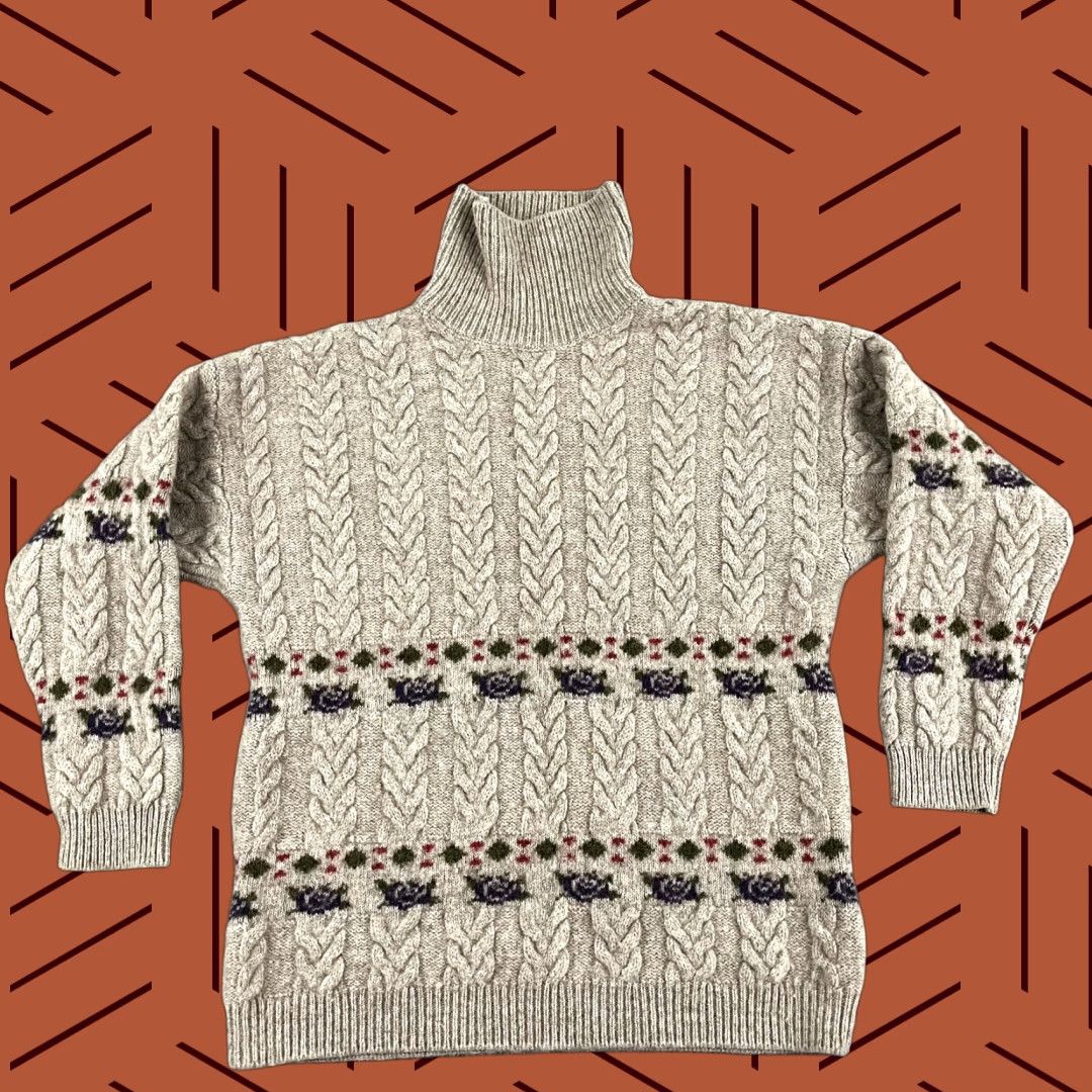 United Colors Of Benetton UNITED COLORS of BENETTON Sweater Womens Size 50 M/L Brown Shetland Wool Granny Size L / US 10 / IT 46 - 1 Thumbnail