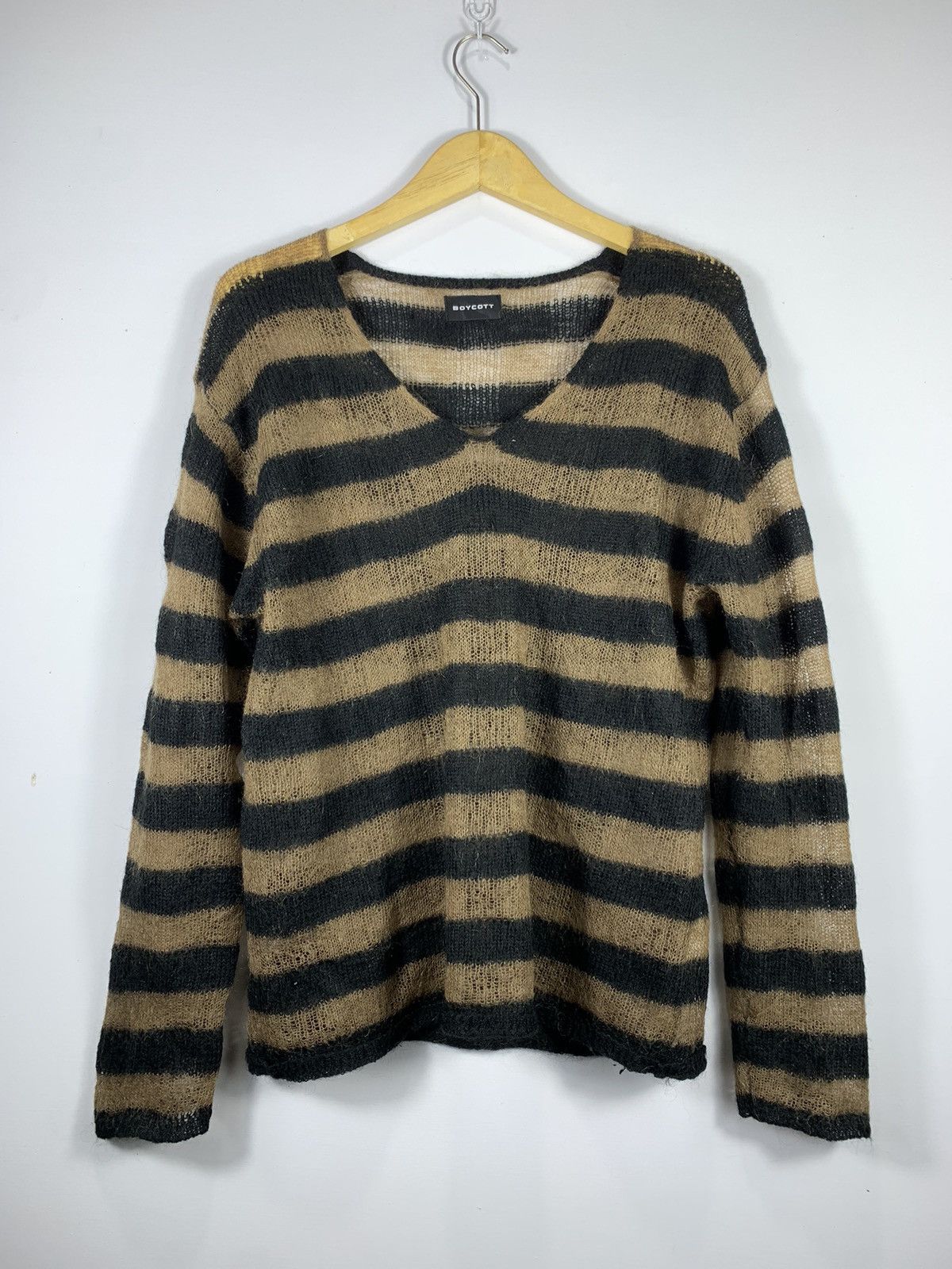 Hysteric Glamour Boycott archive open knitted Striped Grunge kurt cobain STYL Size US M / EU 48-50 / 2 - 4 Thumbnail