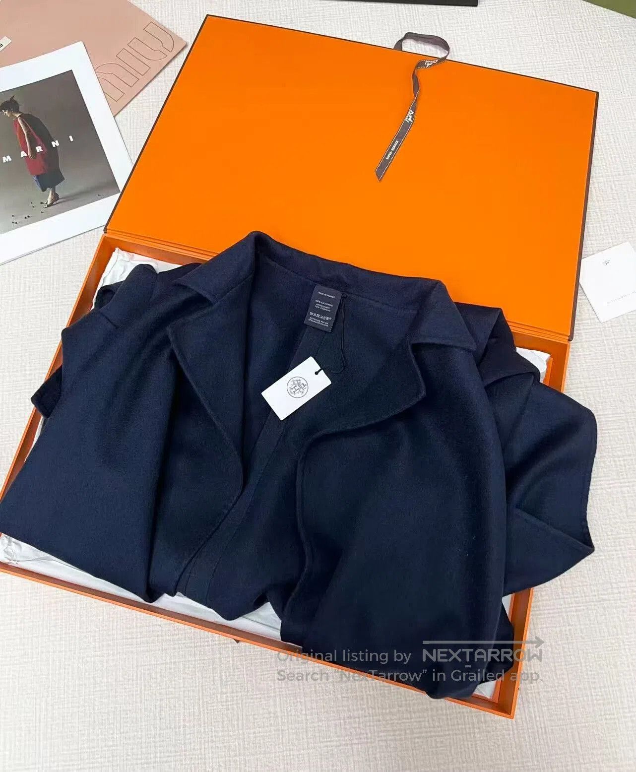 Hermes Hermes Cashmere Shawl in Dark Blue. Size ONE SIZE - 3 Thumbnail