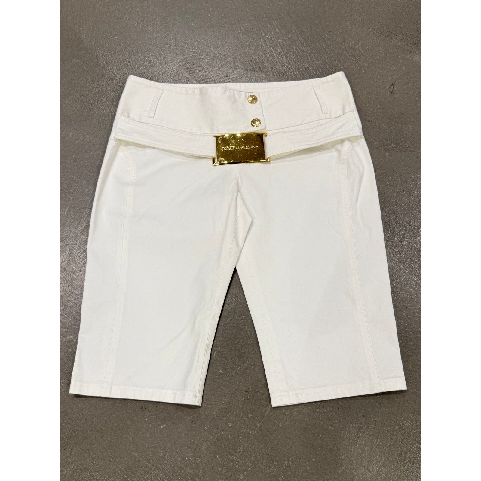Dolce & Gabbana 2001 Dolce & Gabbana white cotton belted shorts Size 26" / US 2 / IT 38 - 1 Thumbnail