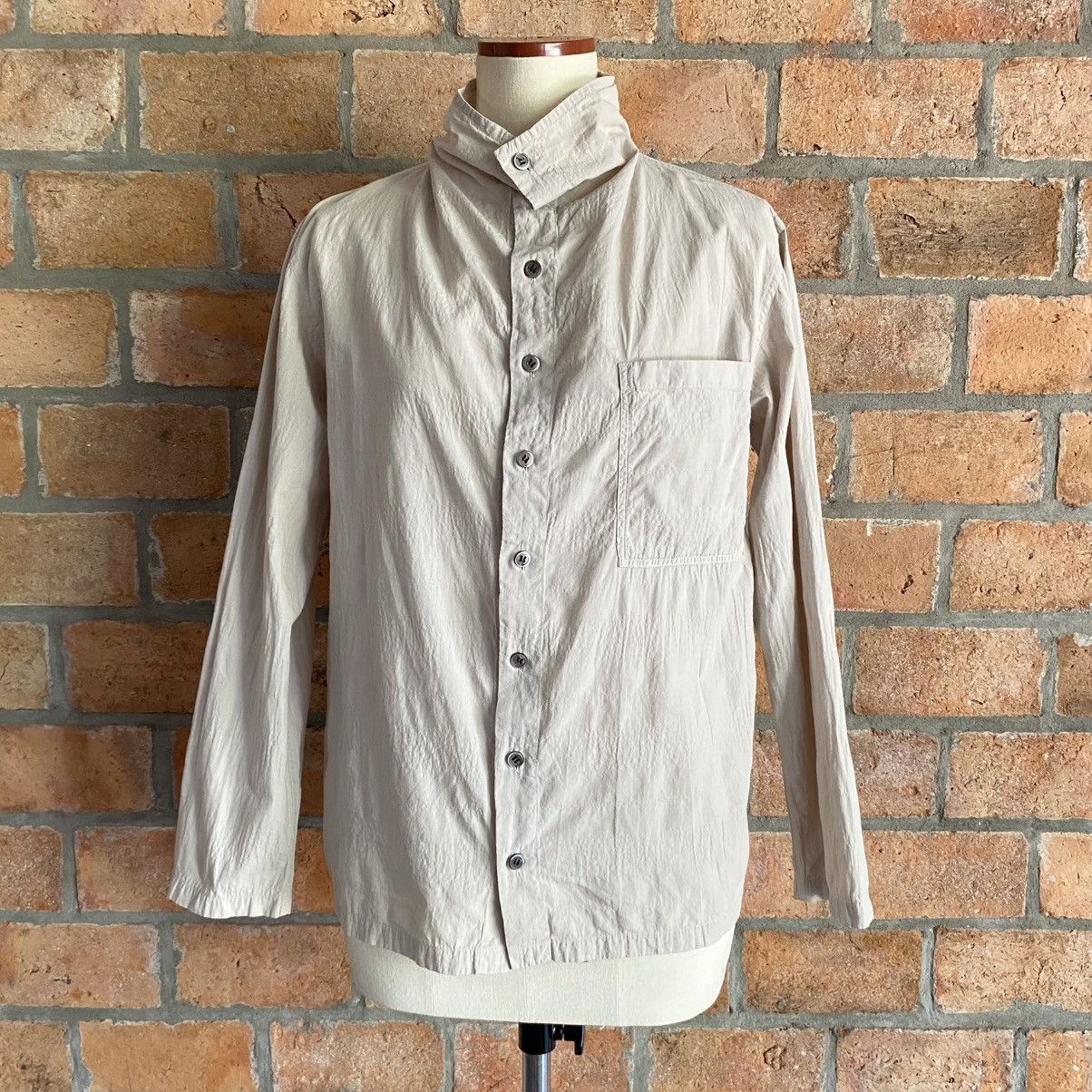 Issey Miyake Plantation Beige Button-Up Shirt with High Neck Size M / US 6-8 / IT 42-44 - 1 Thumbnail